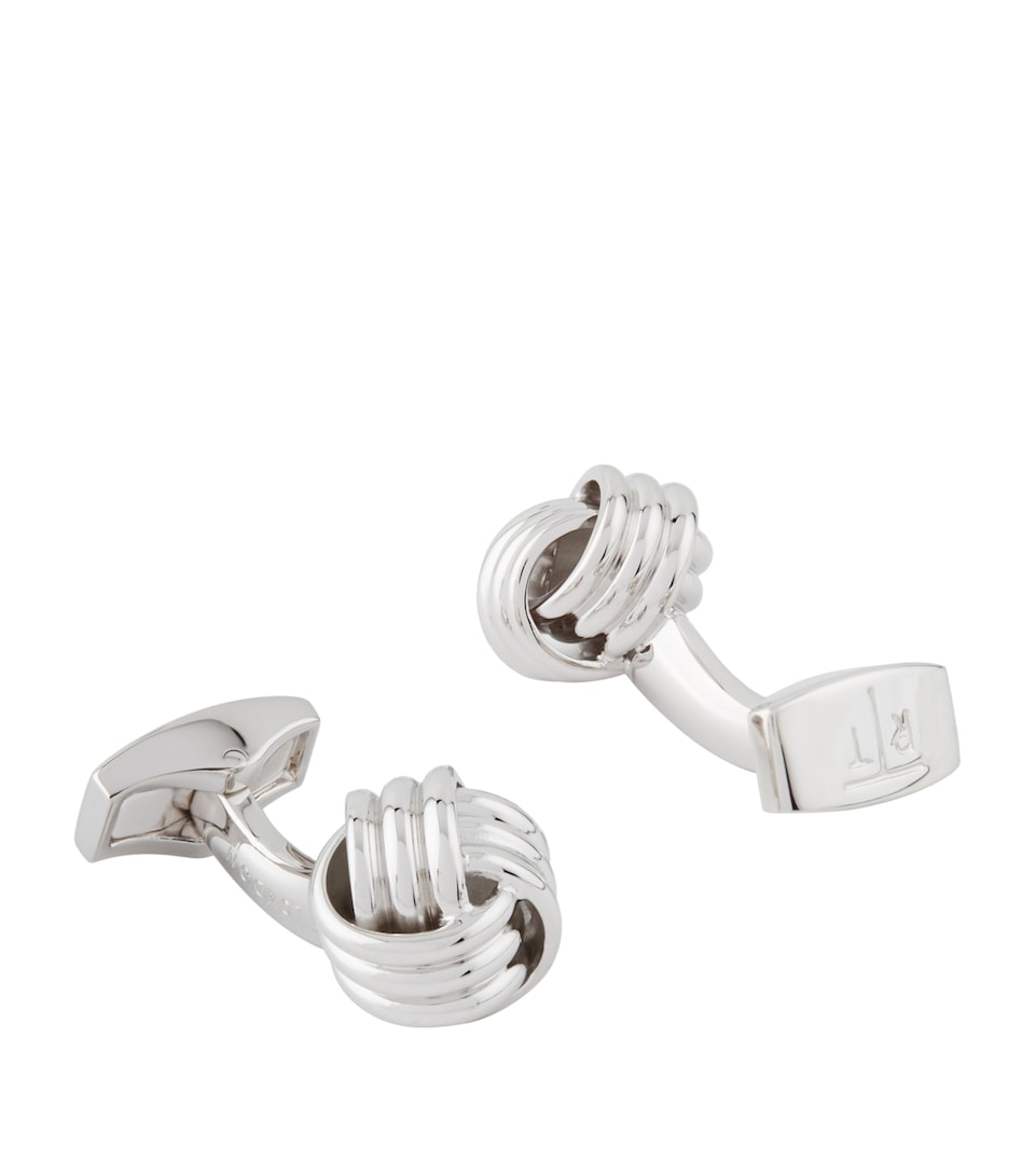 Tateossian Knot Ribbed Cufflinks Silver