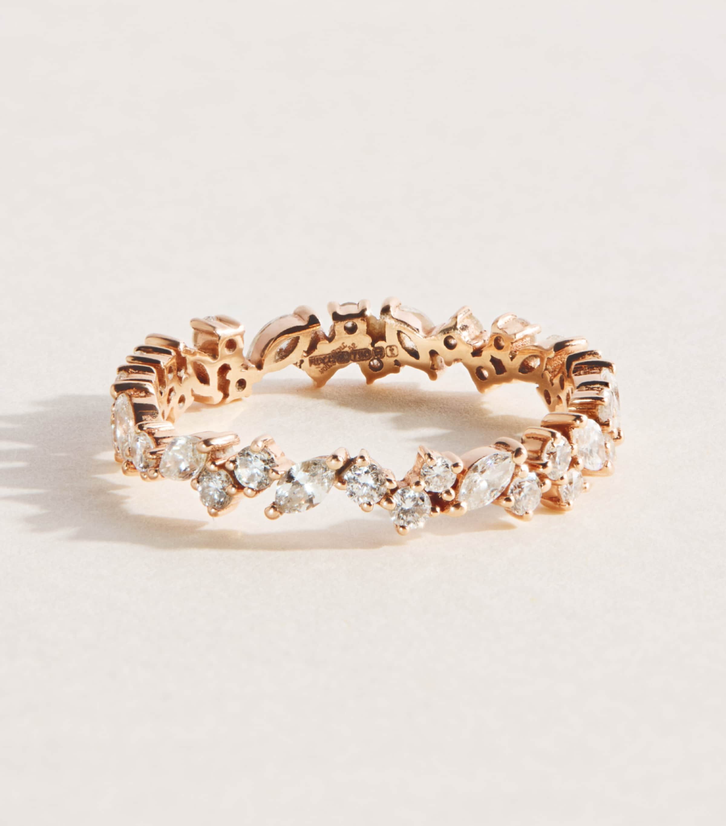 Rosa de la Cruz Rose Gold and Diamond Cascade Eternity Ring Rose Gold