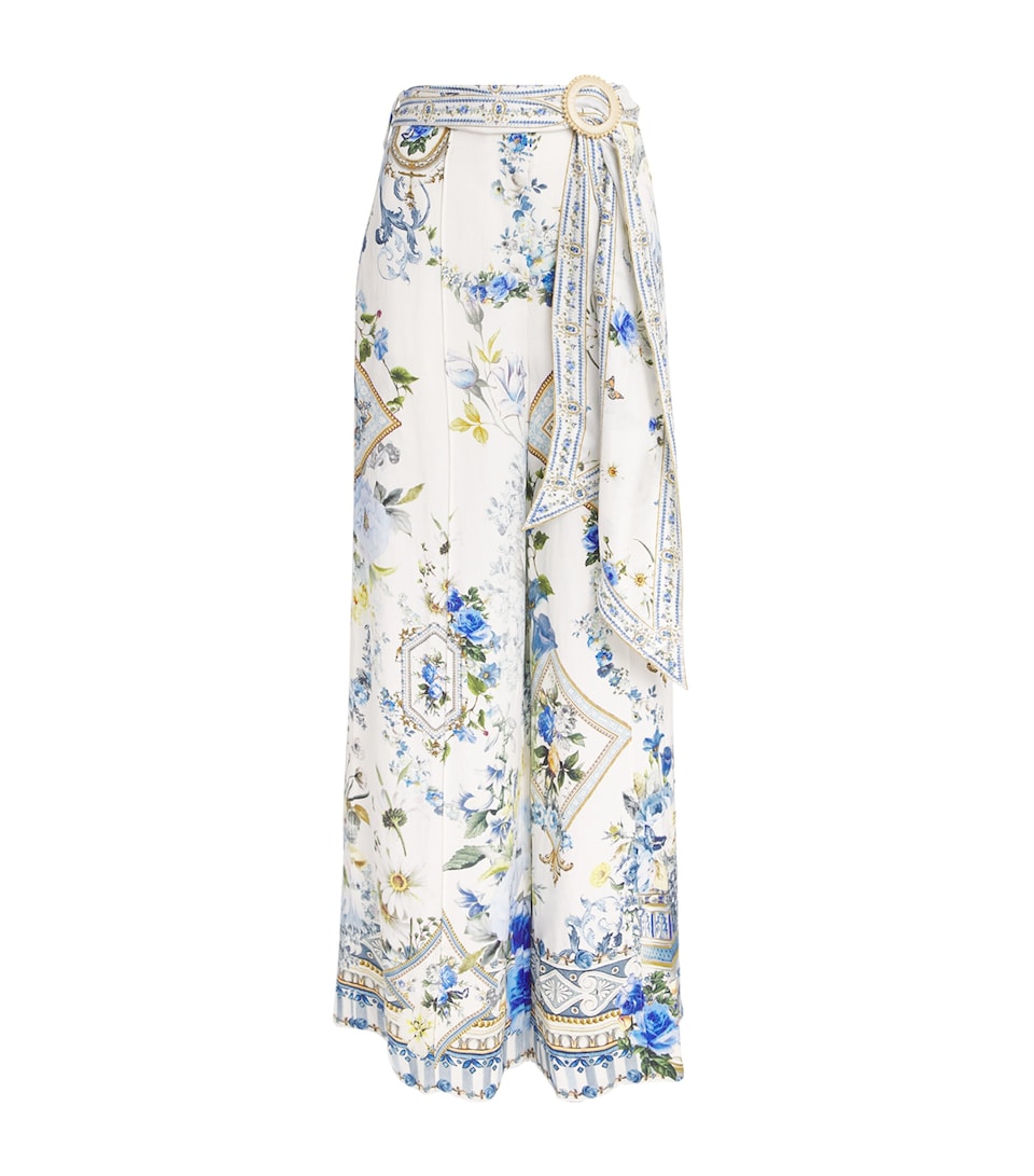 Camilla Womens Scarf Belt Wide-Leg Trousers Dandelion Skies