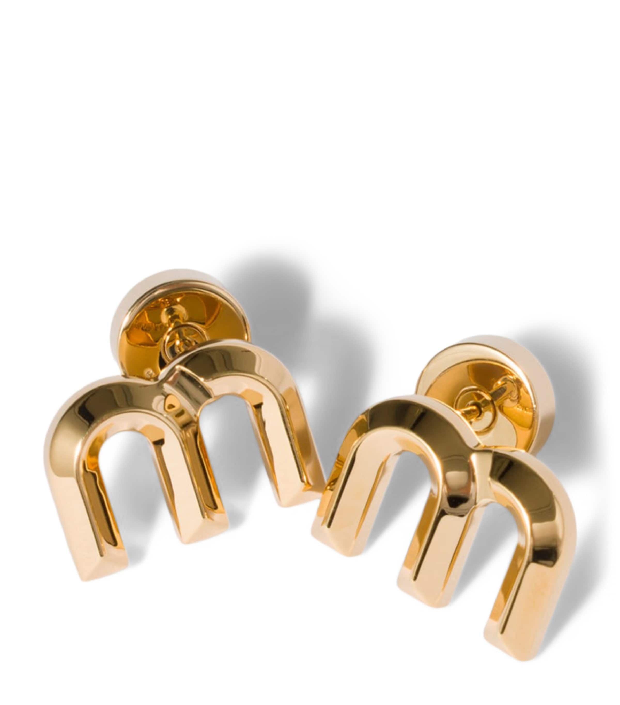 Miu Miu M Logo Stud Earrings Gold/silver