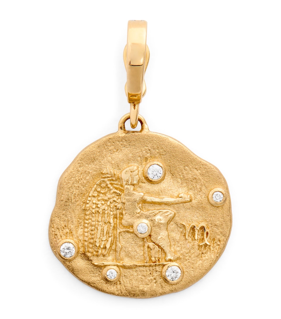 Small Yellow Gold and Diamond Virgo Coin Charm