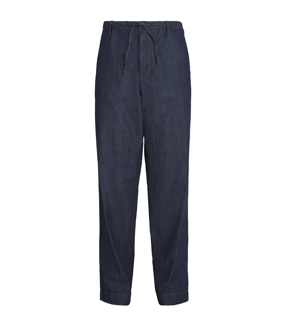 Denim Drawstring Straight Trousers