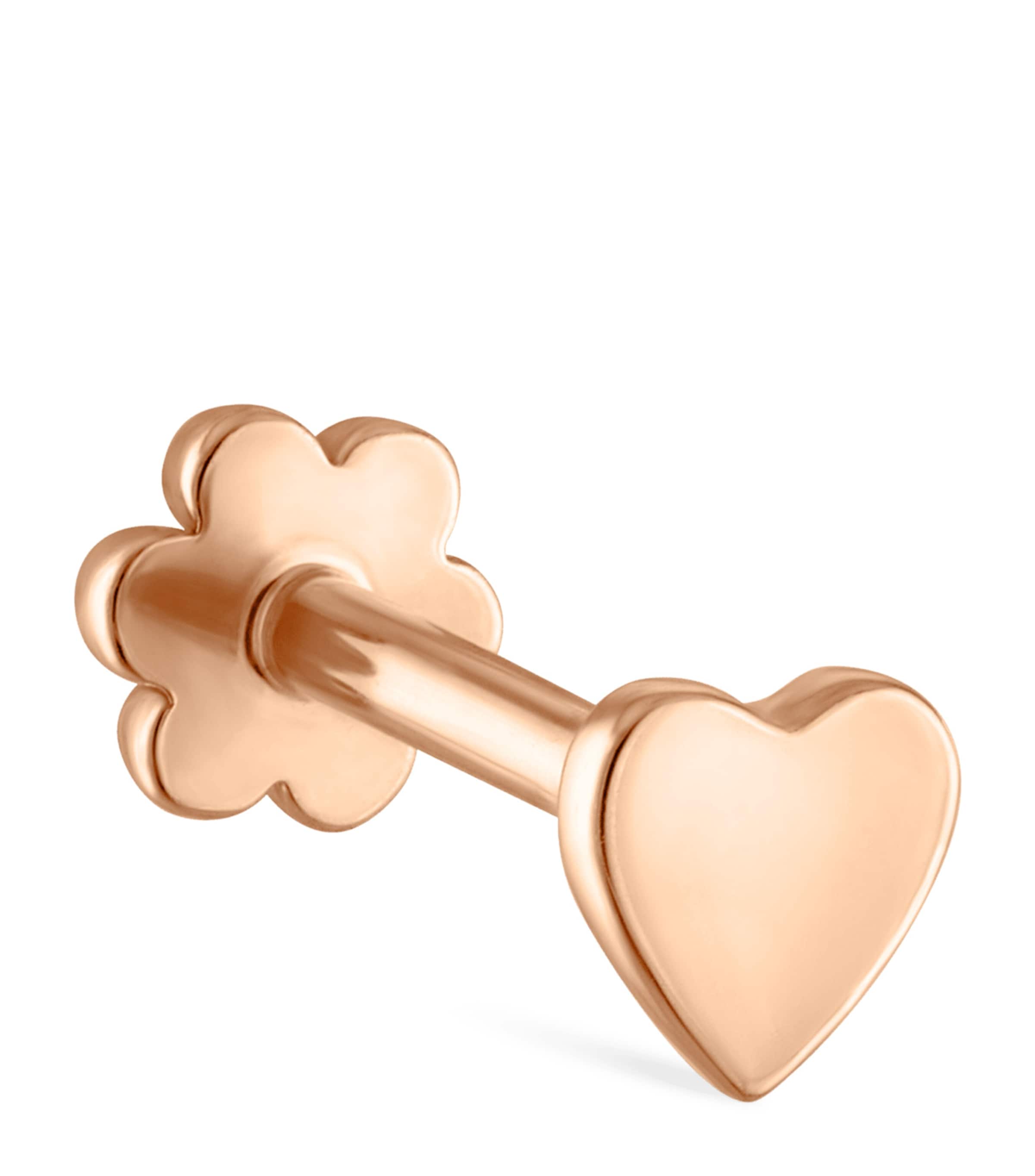 Gold Heart Threaded Stud Earring (3mm)