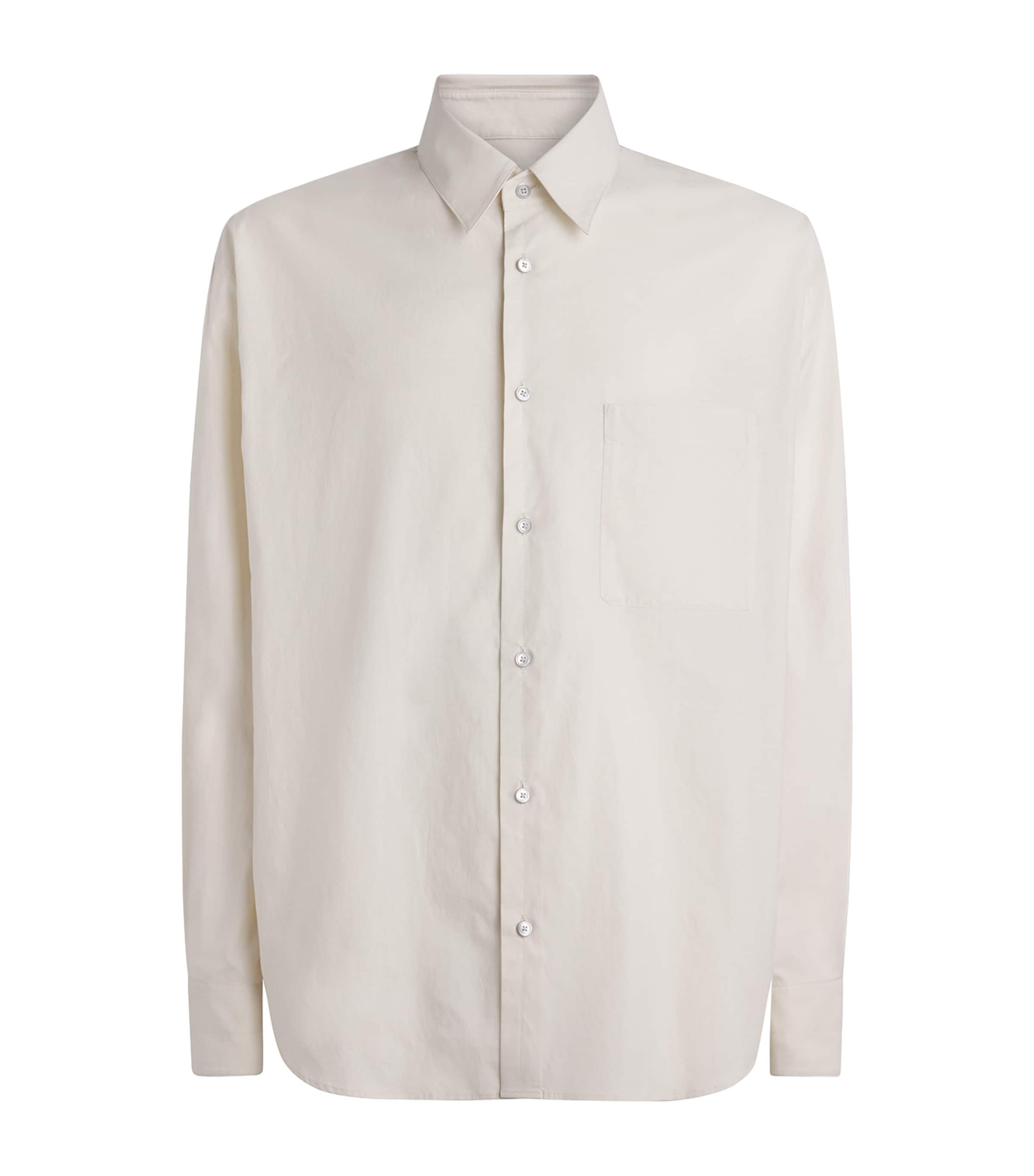 Lemaire Mens Cotton-Silk Shirt Light Cream/