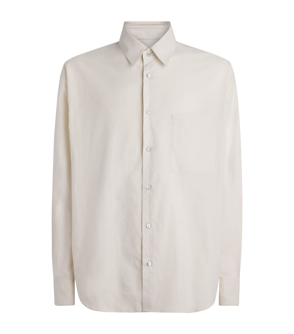 Lemaire Mens Cotton-Silk Shirt Light Cream/