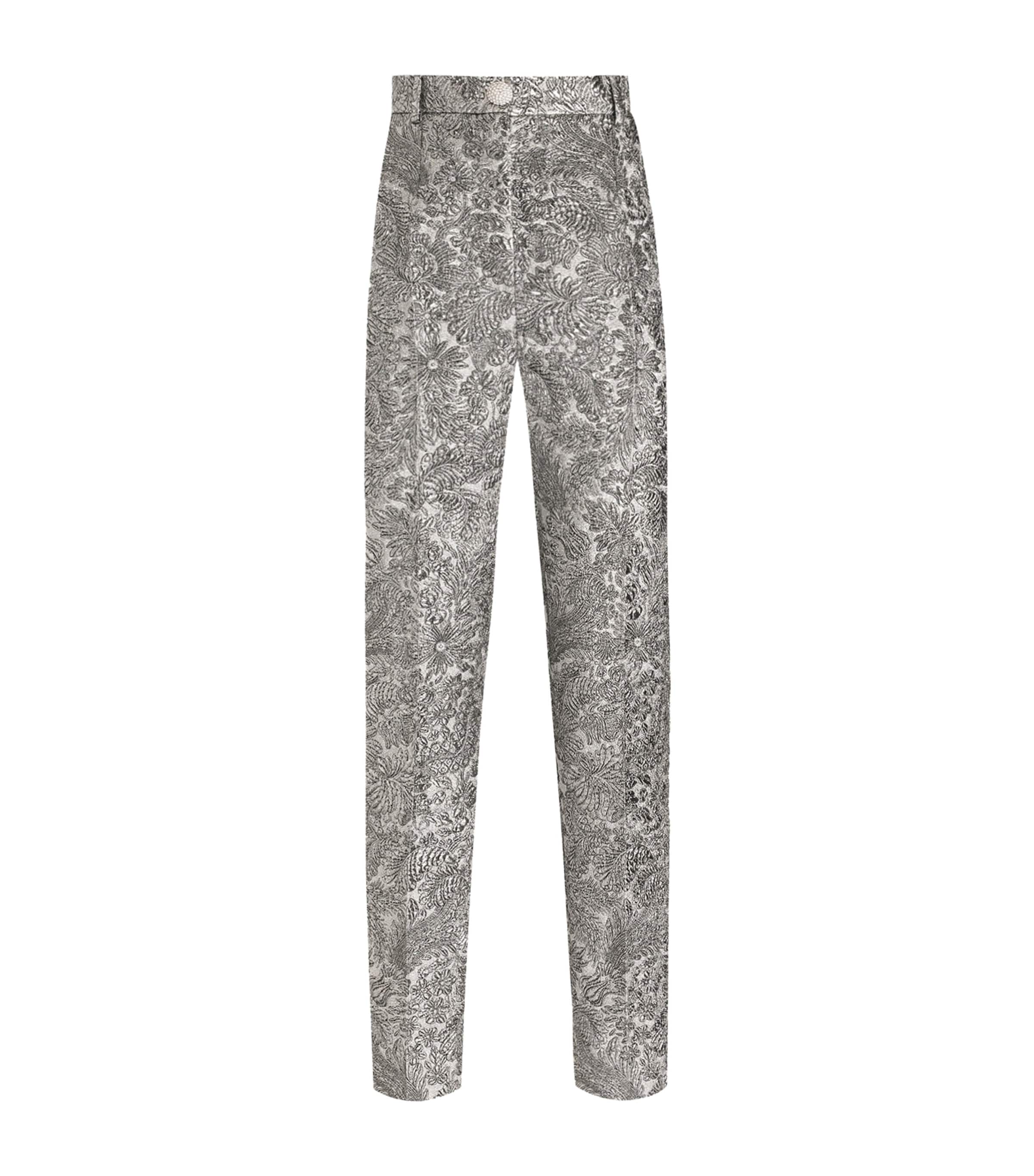Floral Jacquard Cigarette Trousers