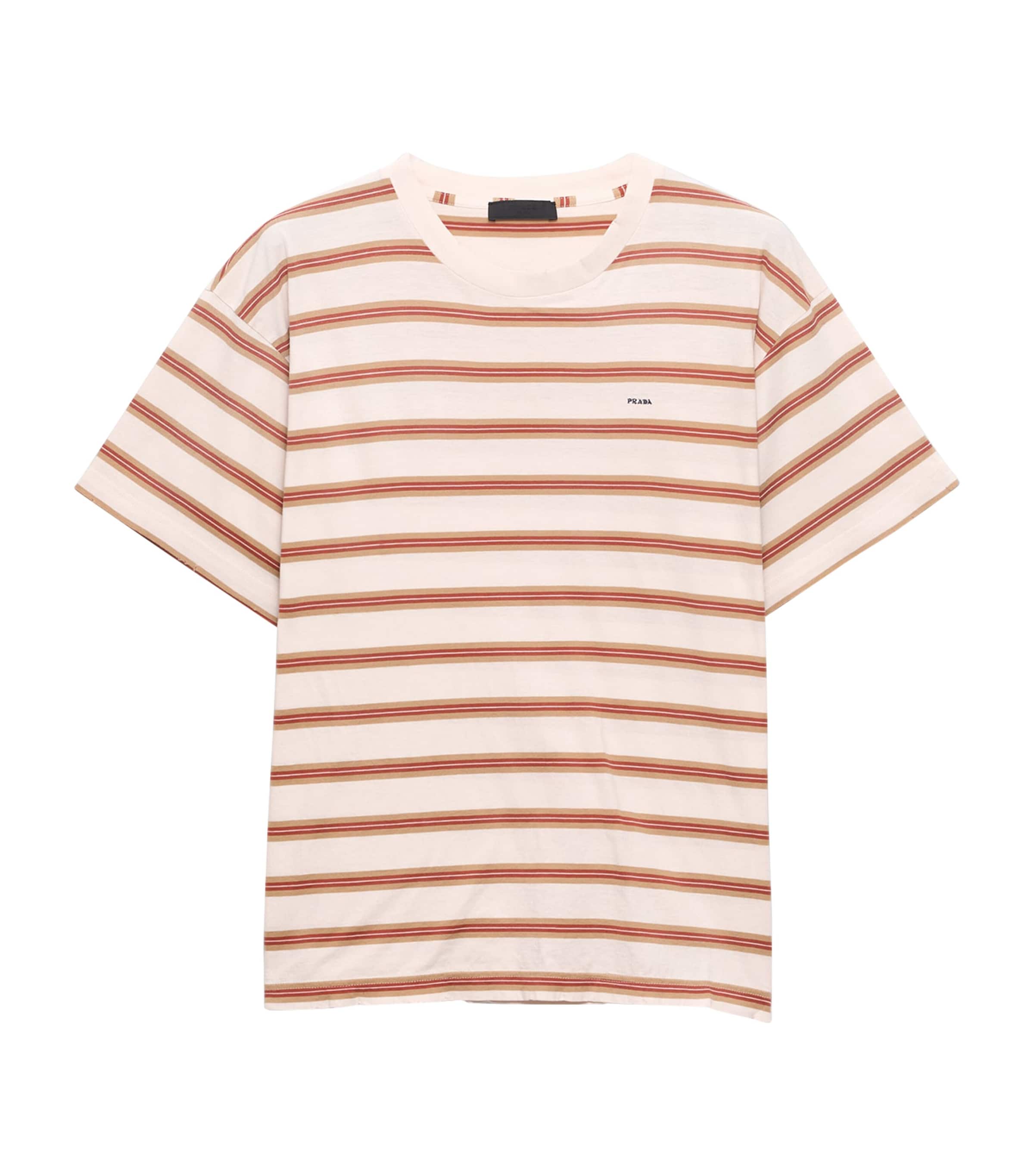 Prada Mens Cotton Stripe T-Shirt Pink