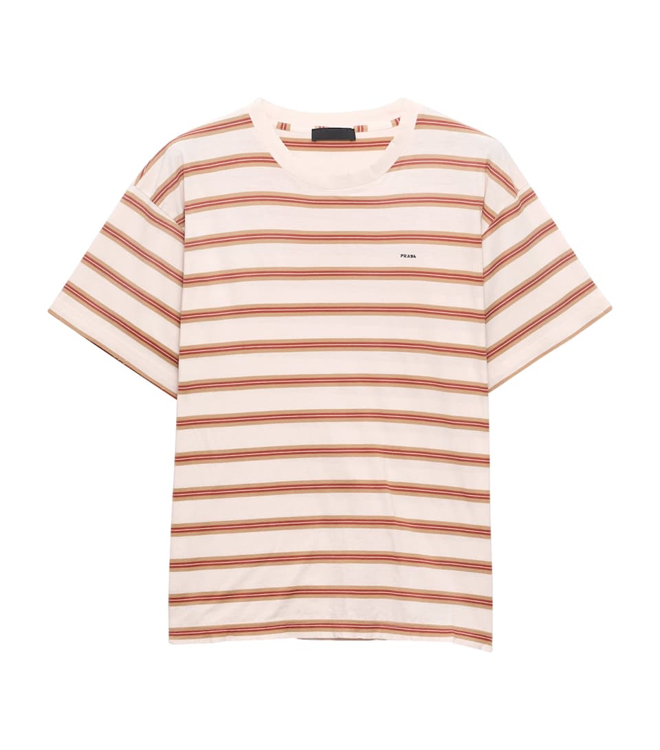 Prada Mens Cotton Stripe T-Shirt Pink