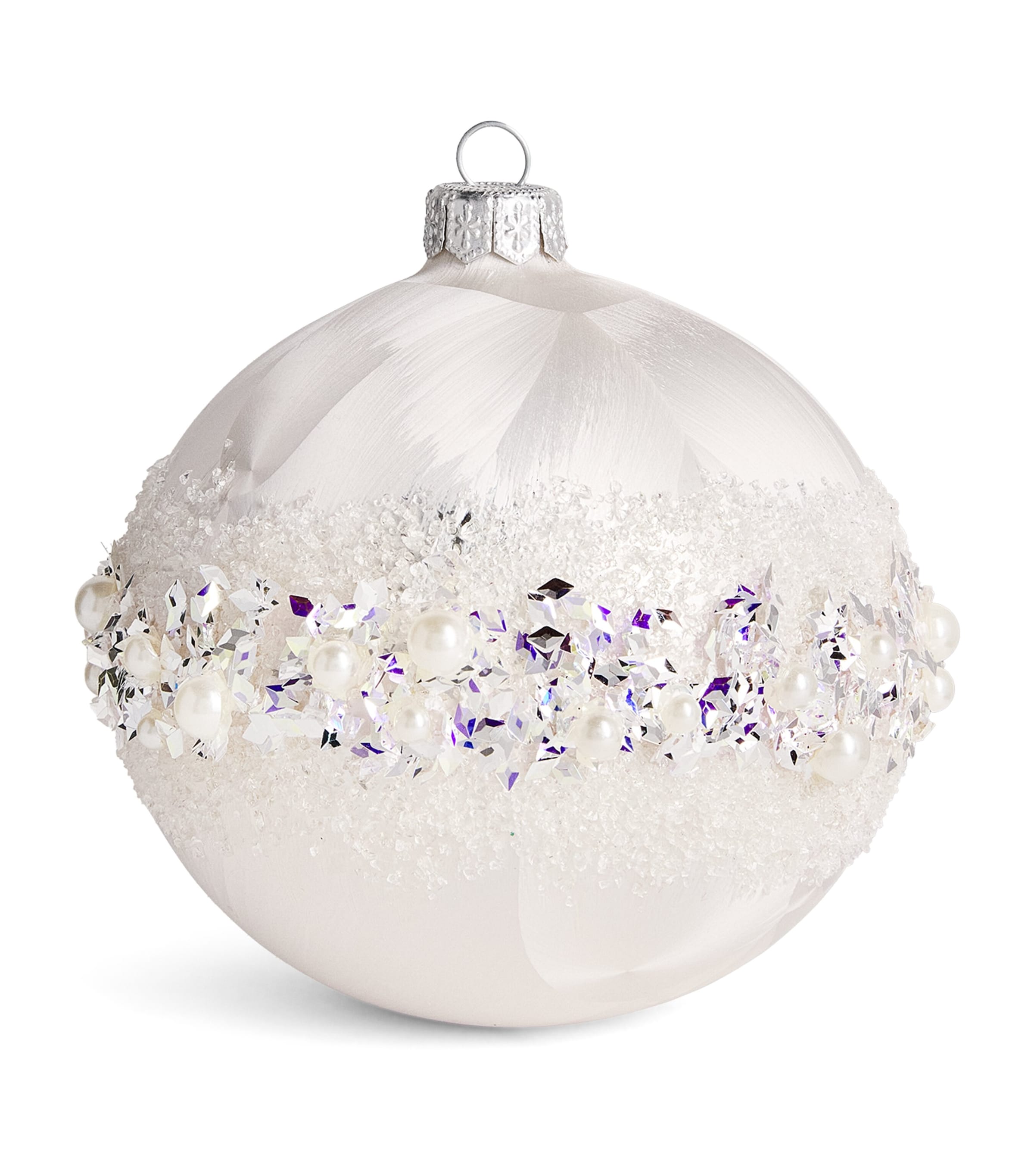 Harrods Sequin Cluster Bauble White Frost Effect