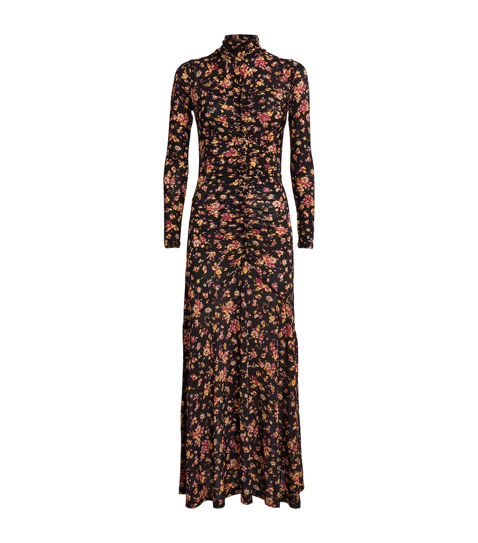Ulla Johnson Womens Gathered Floral Midi Dress Noir Floral