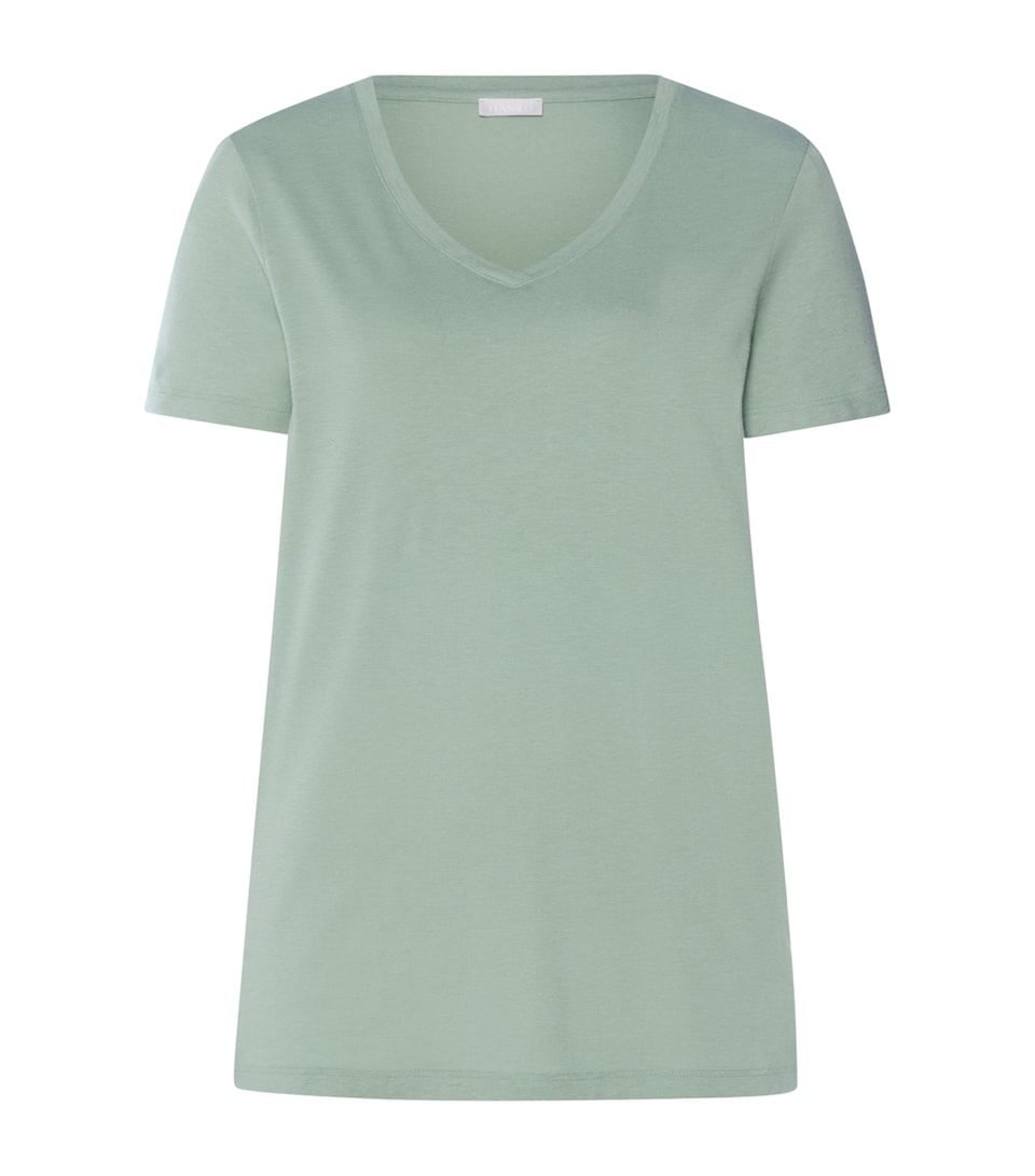 Hanro Womens Stretch-Cotton Sleep & Lounge T-Shirt Dark Seafoam