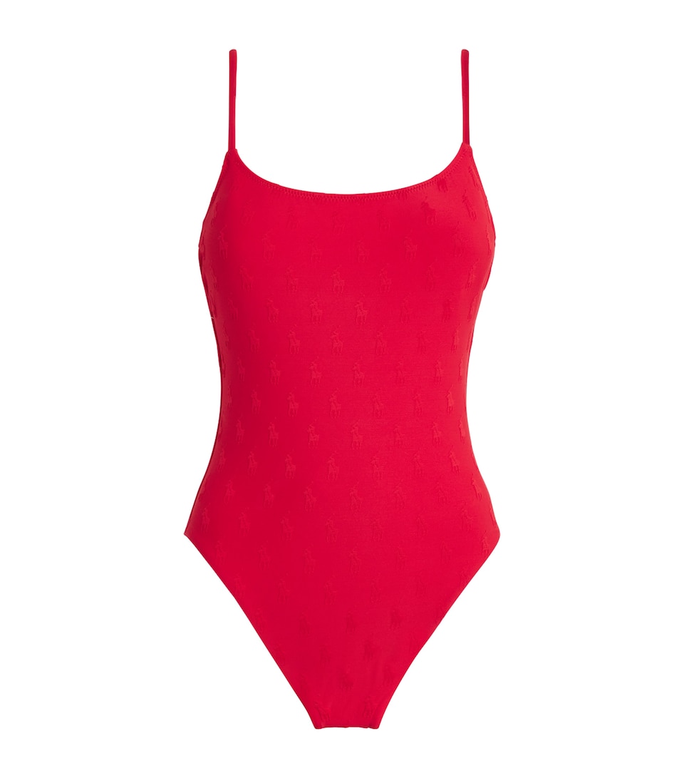 Polo Ralph Lauren Womens Jacquard Swimsuit Cruise Red