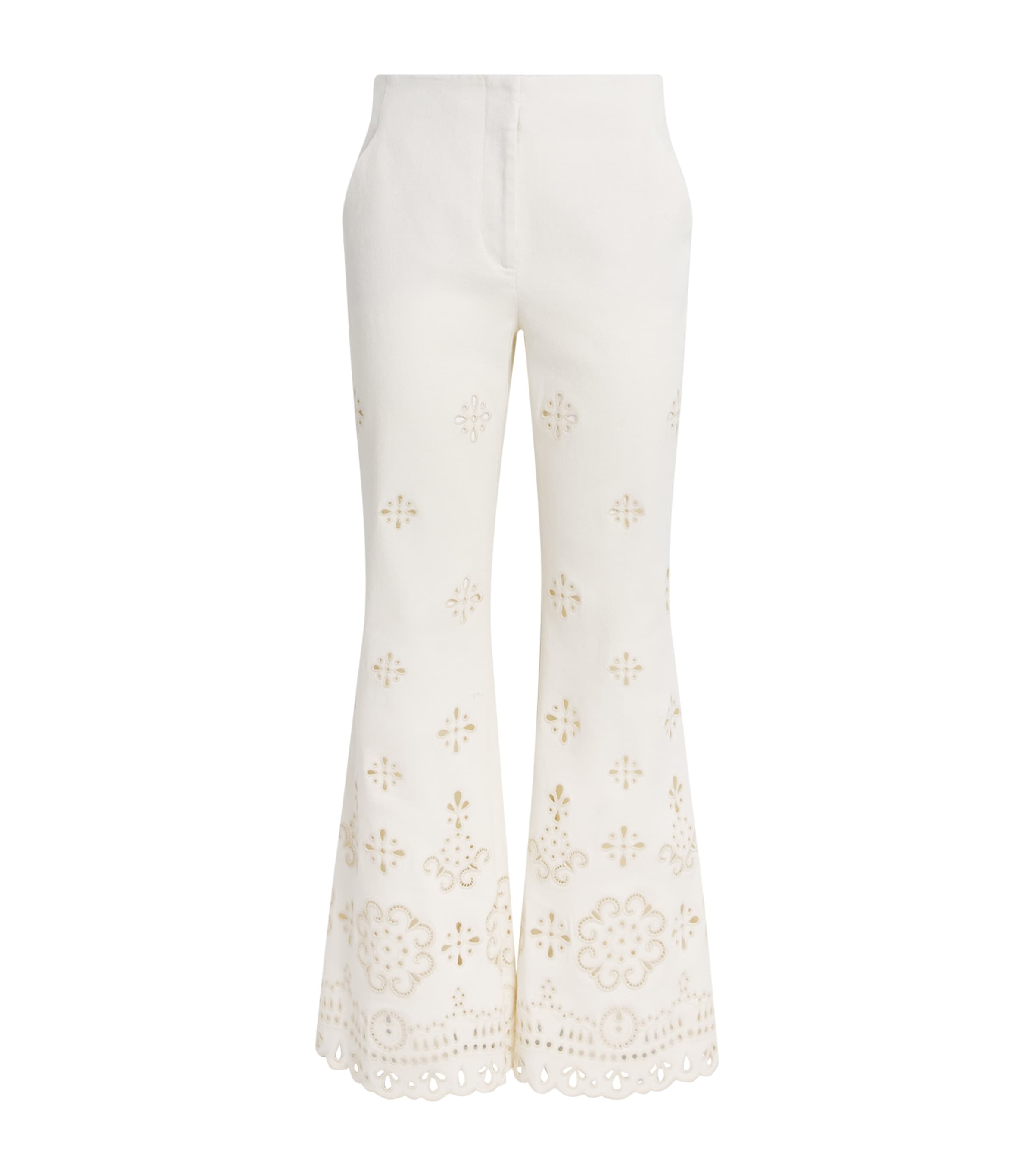 Veronica Beard Womens Eyelet Komi Wide-Leg Jeans Dove