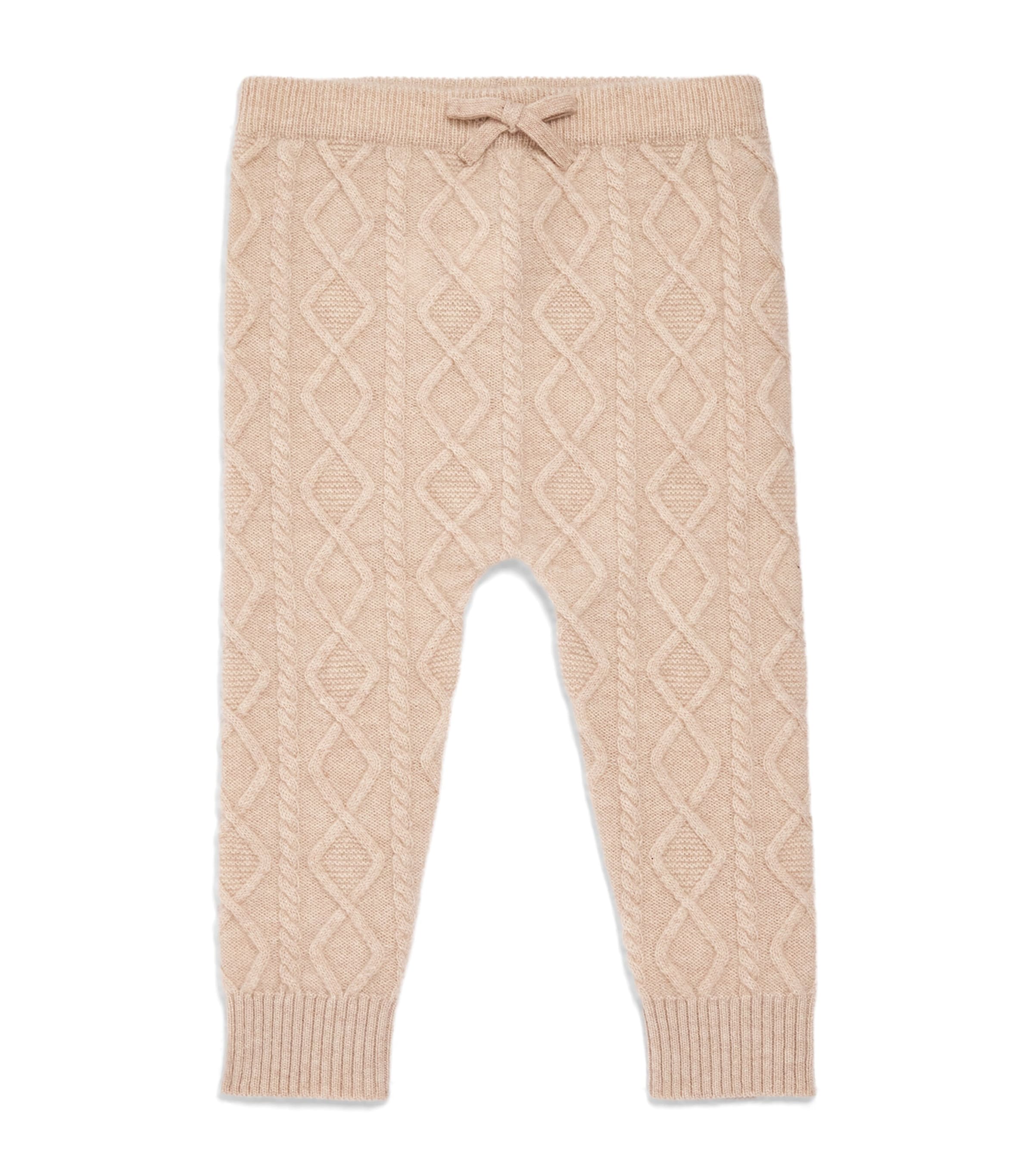 Harrods Cashmere Cable-Knit Trousers (0-24 Months) Beige