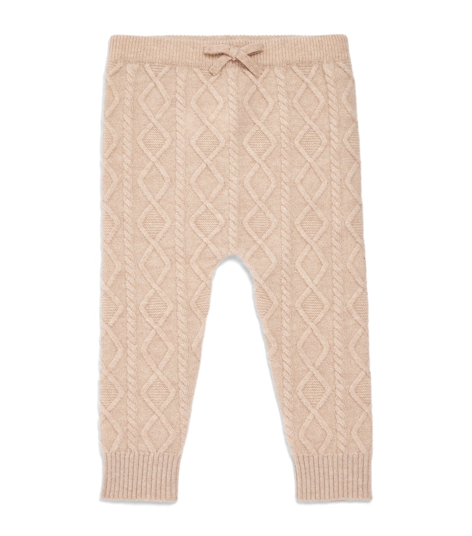 Harrods Cashmere Cable-Knit Trousers (0-24 Months) Beige