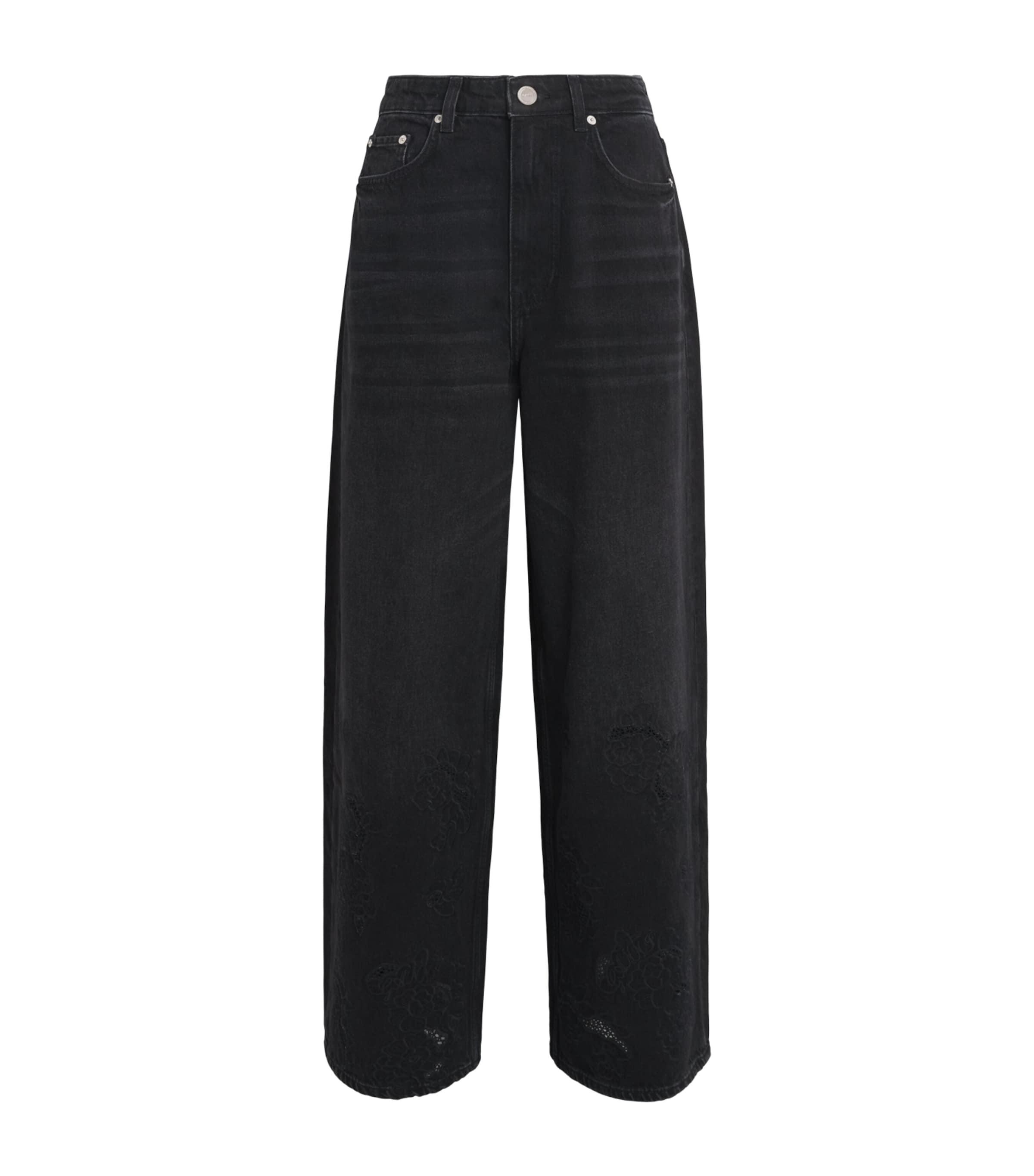 GANNI Womens Lari Wide-Leg Jeans Black Washed
