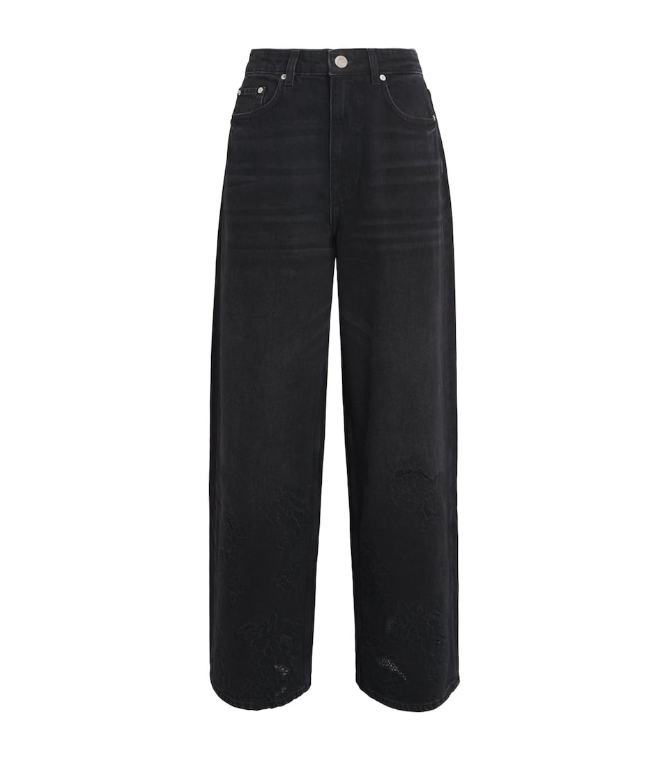 GANNI Womens Lari Wide-Leg Jeans Black Washed
