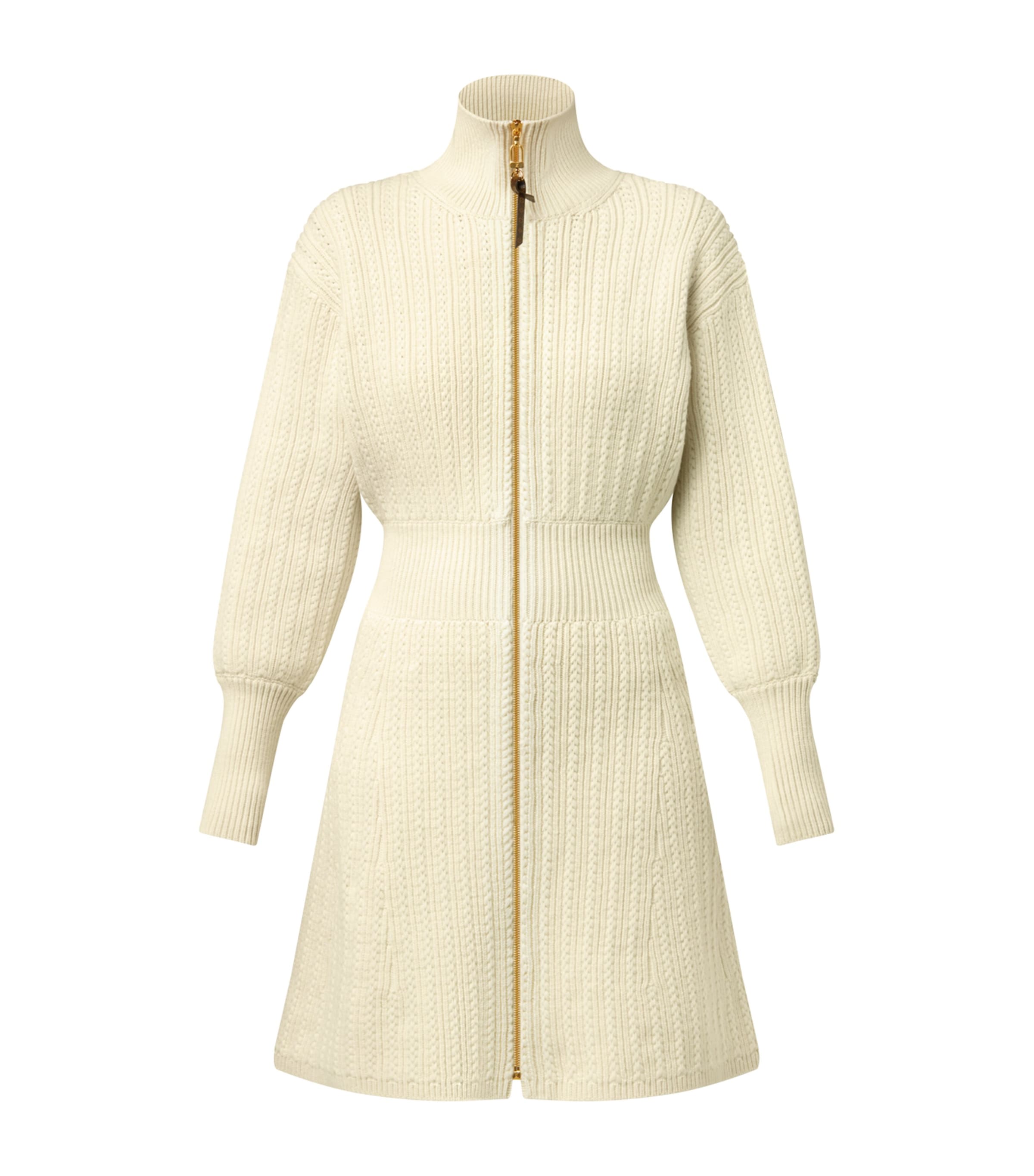 Wool-Blend Zip-Up Mini Knitted Dress