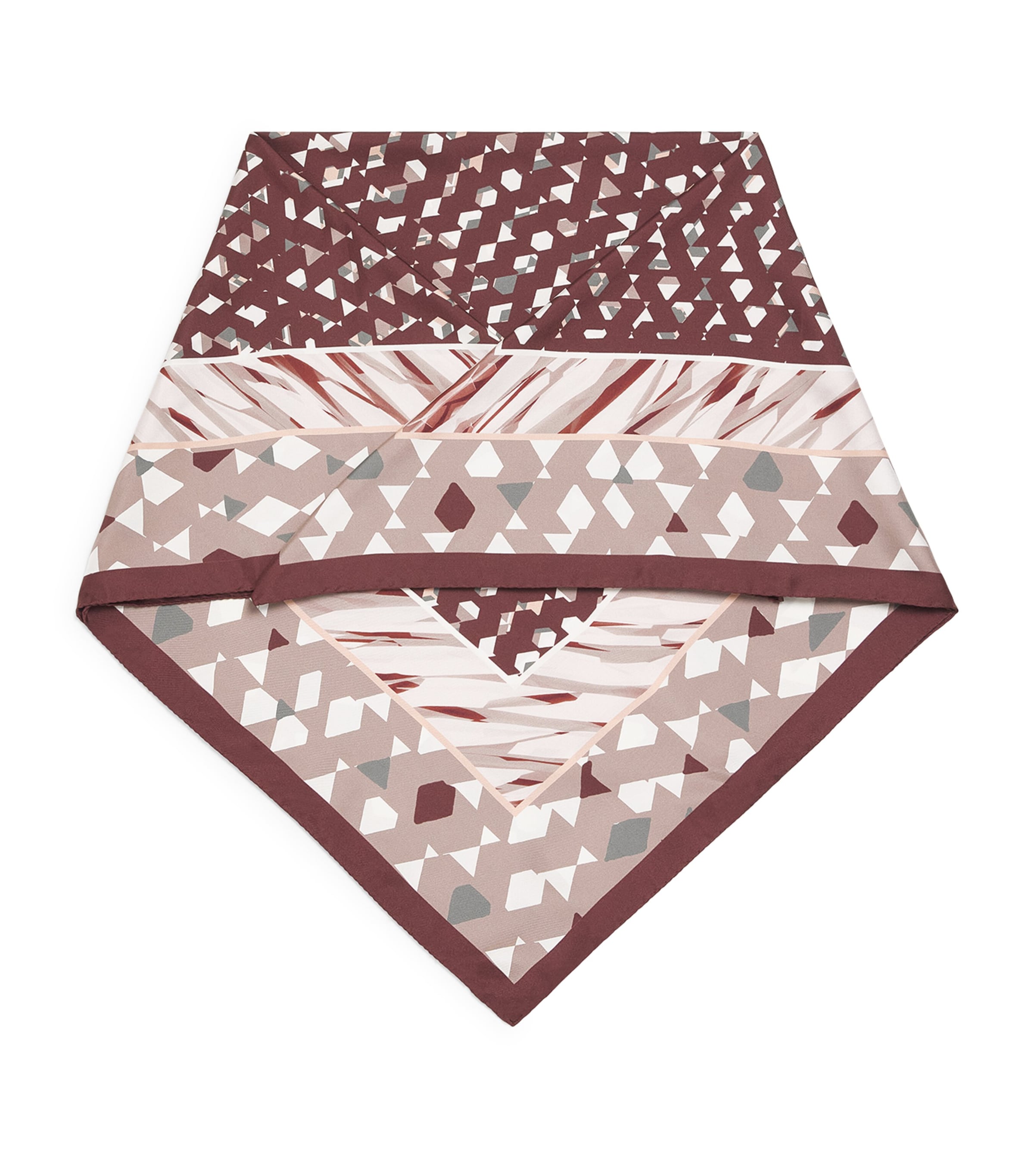 Kiton Silk Printed Scarf Bordeaux Print