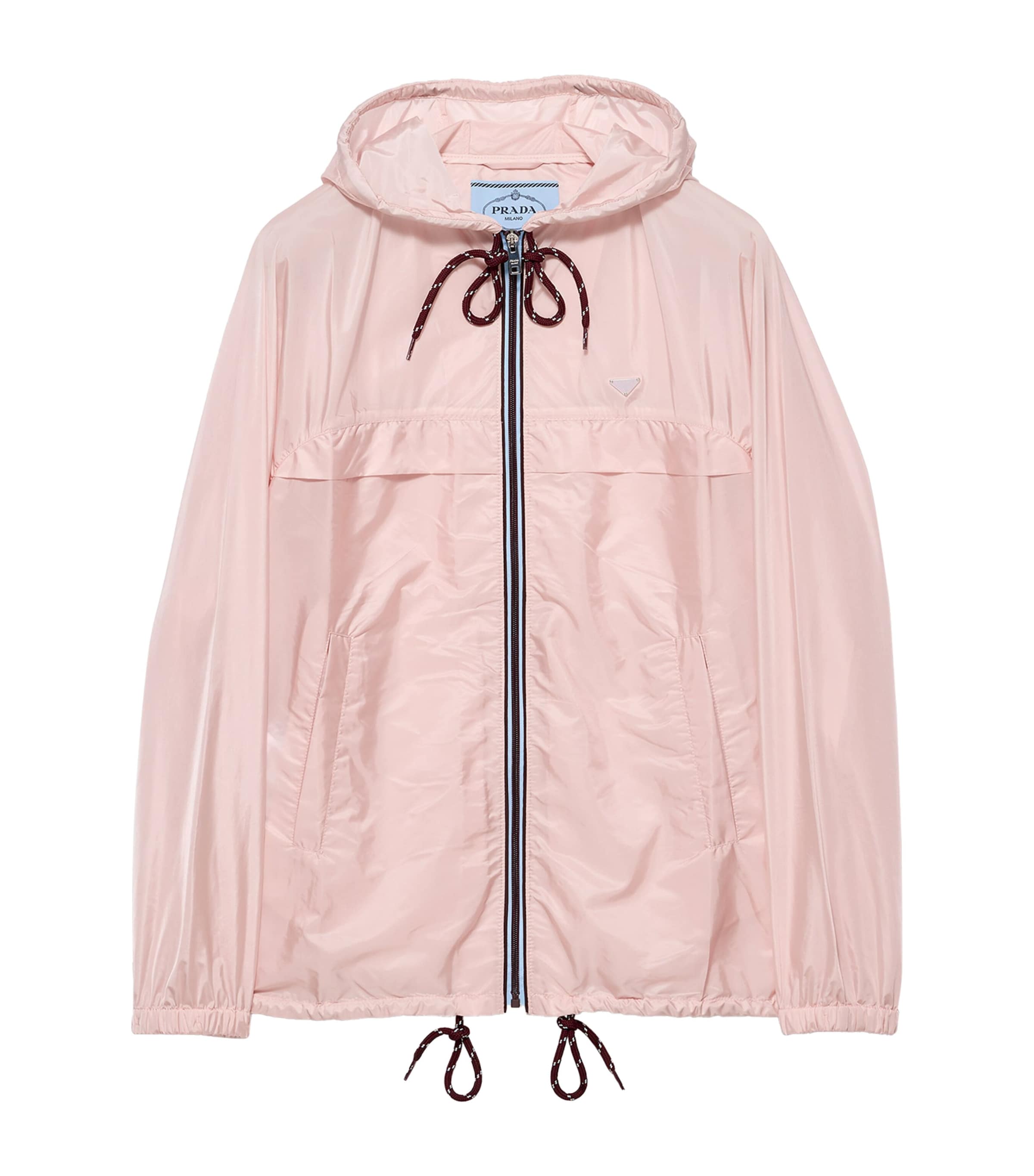 Prada Womens Re-Nylon Hooded Raincoat Pink