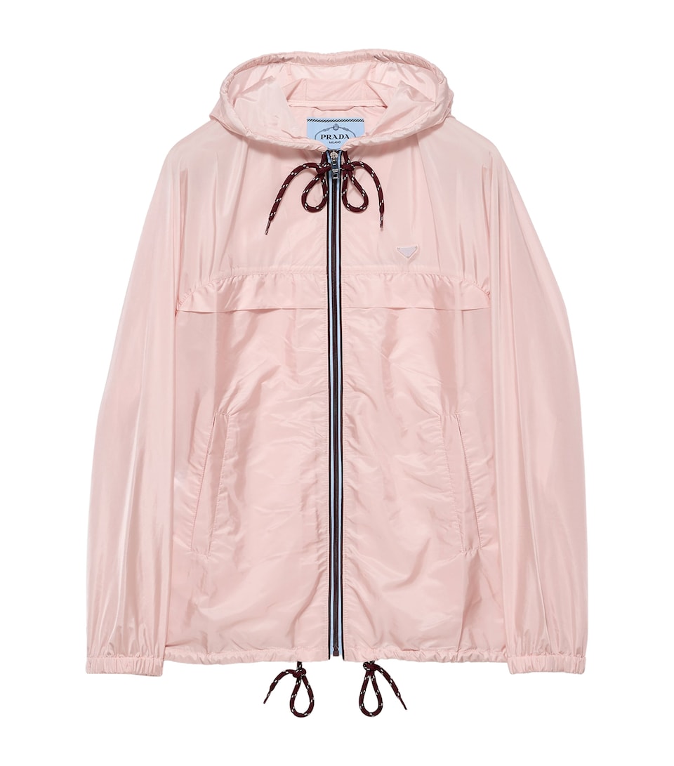 Prada Womens Re-Nylon Hooded Raincoat Pink