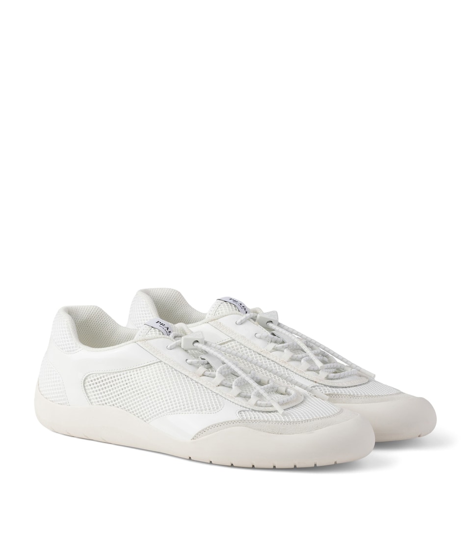 Prada Patent Leather-Mesh Speedrock Sneakers