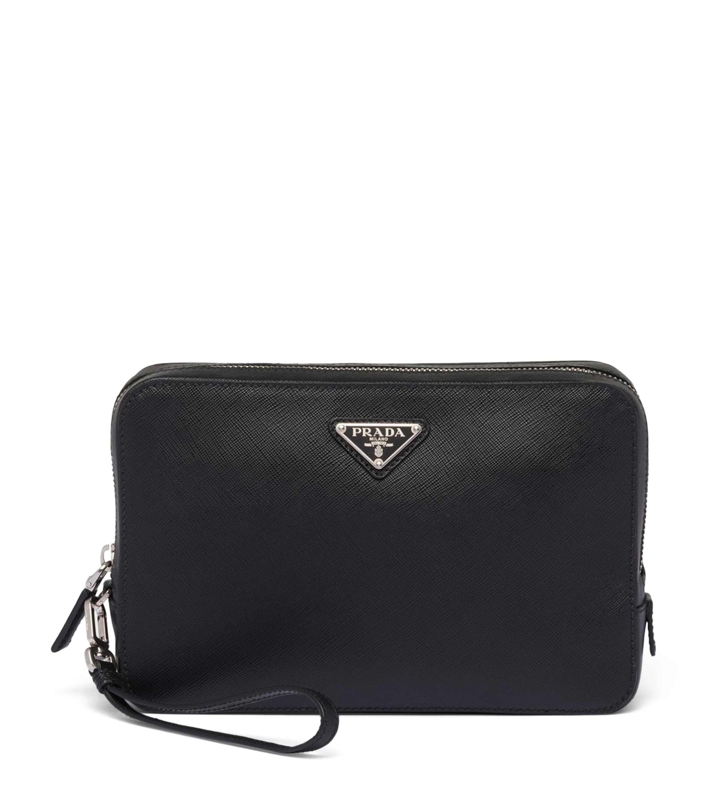 Prada Saffiano Leather Pouch Black
