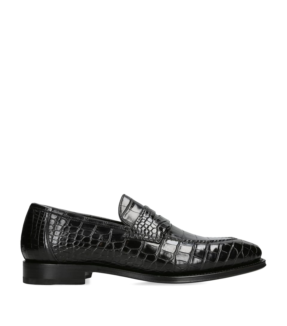 Crocodile Skin Duke Penny Loafers