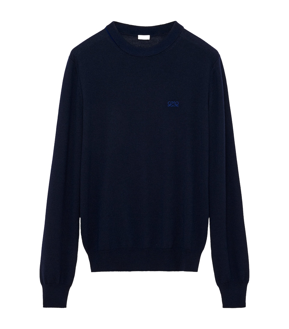 LOEWE Mens Stretch-Wool Sweater Navy/blue
