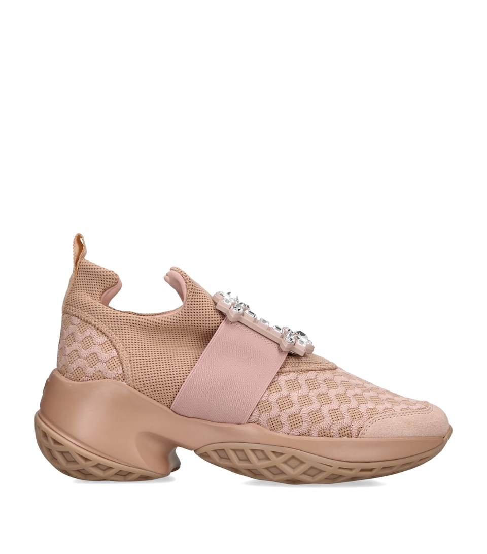 Roger Vivier Viv' Run Strass Buckle Sneakers Pale Pink