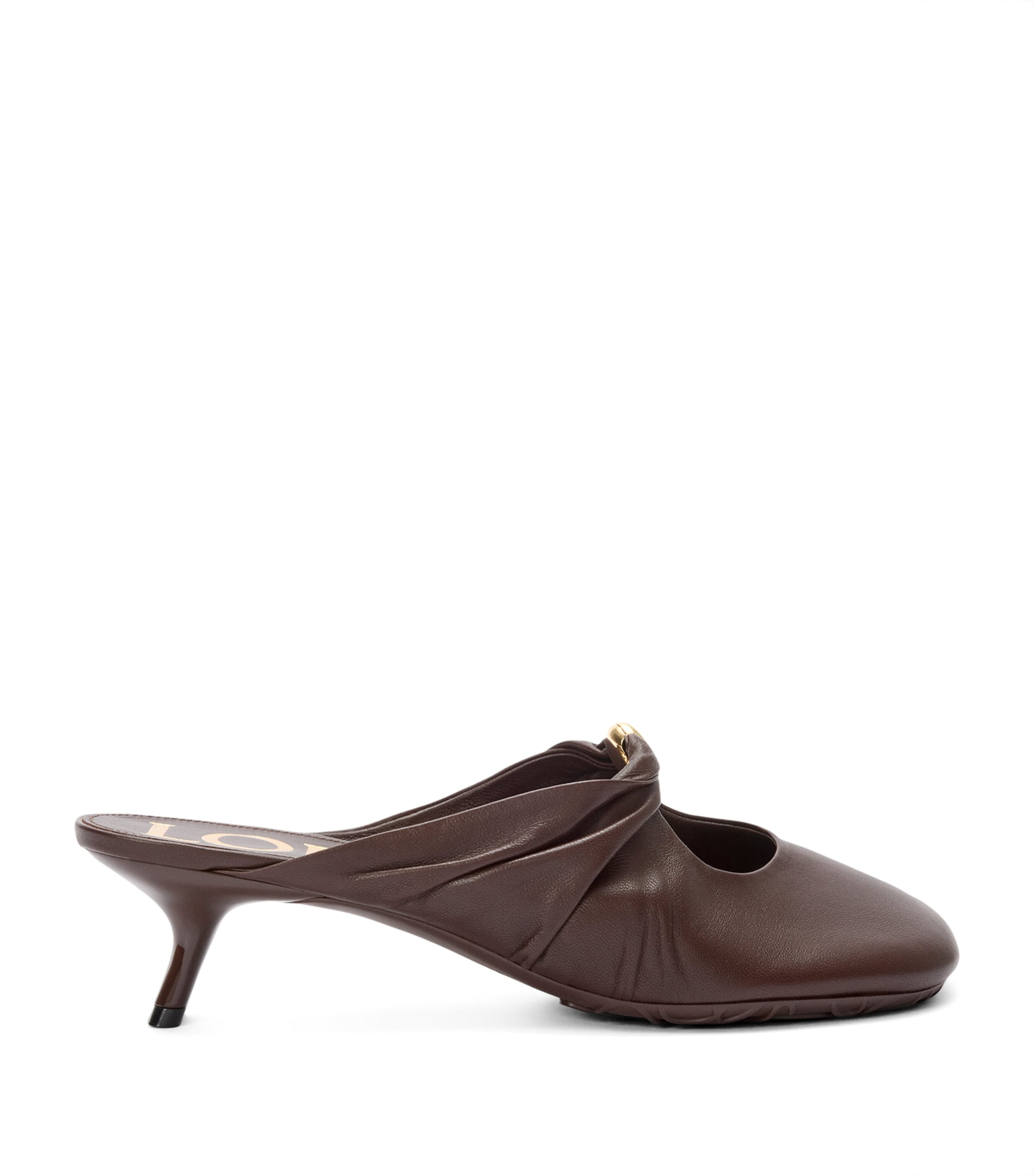 LOEWE Lambskin Pebble Soft Heeled Mules 45 Brownie