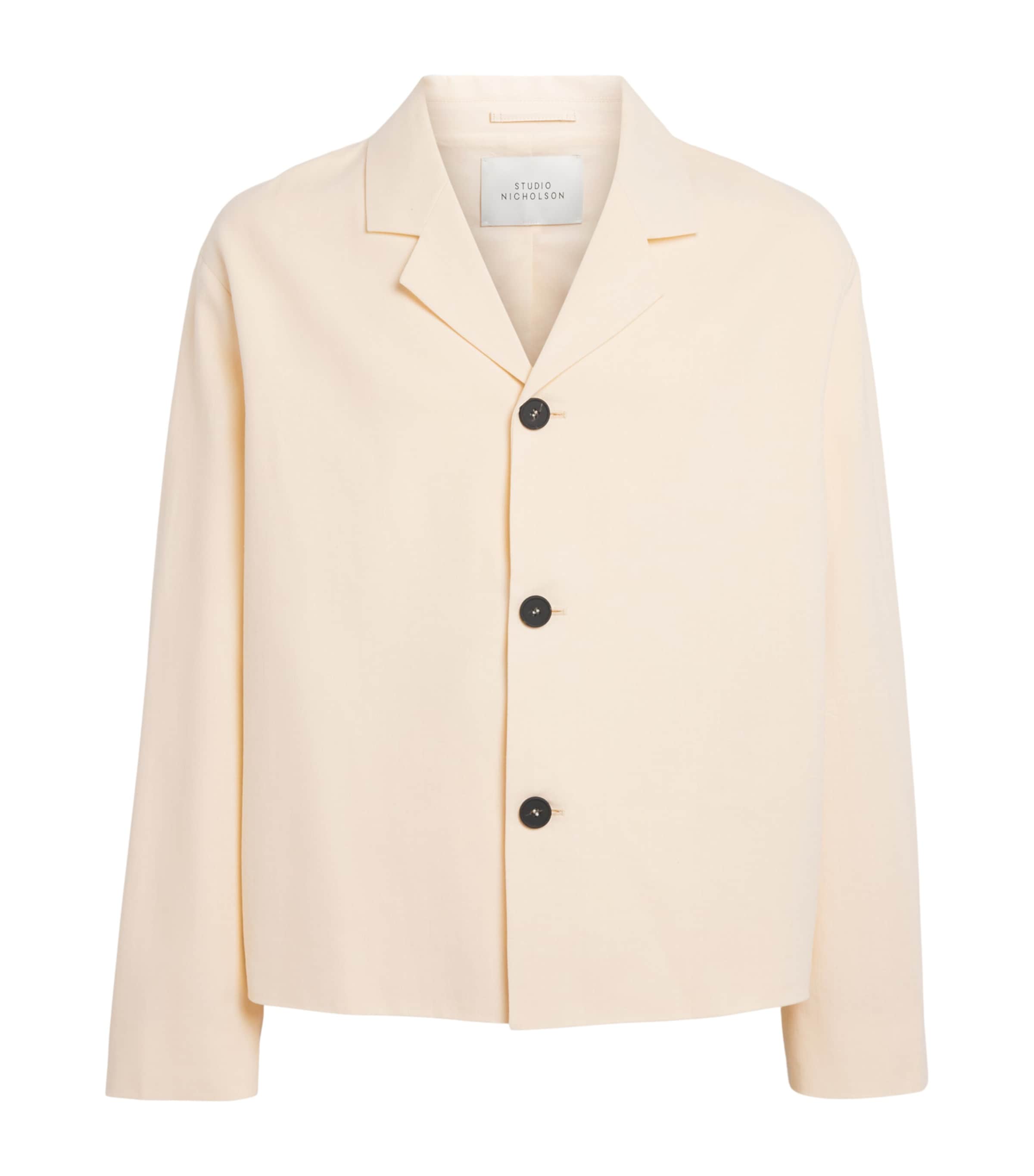 Studio Nicholson Mens Cotton-Linen Ferro Hybrid Jacket Antique White