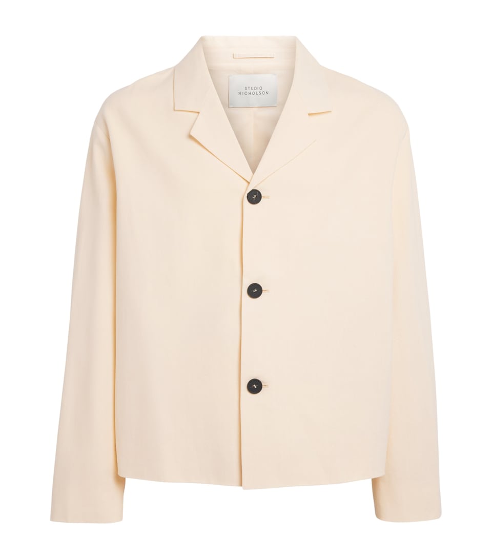 Studio Nicholson Mens Cotton-Linen Ferro Hybrid Jacket Antique White