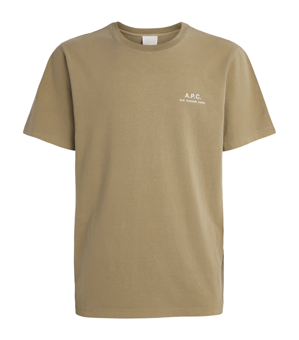 A.P.C. Mens Cotton Logo T-Shirt Jab Light Khaki