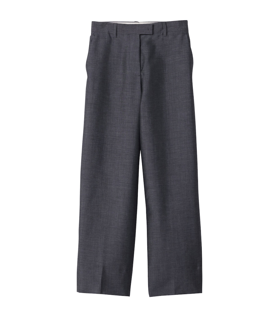Miu Miu Womens Mohair-Wool Straight Trousers Grey