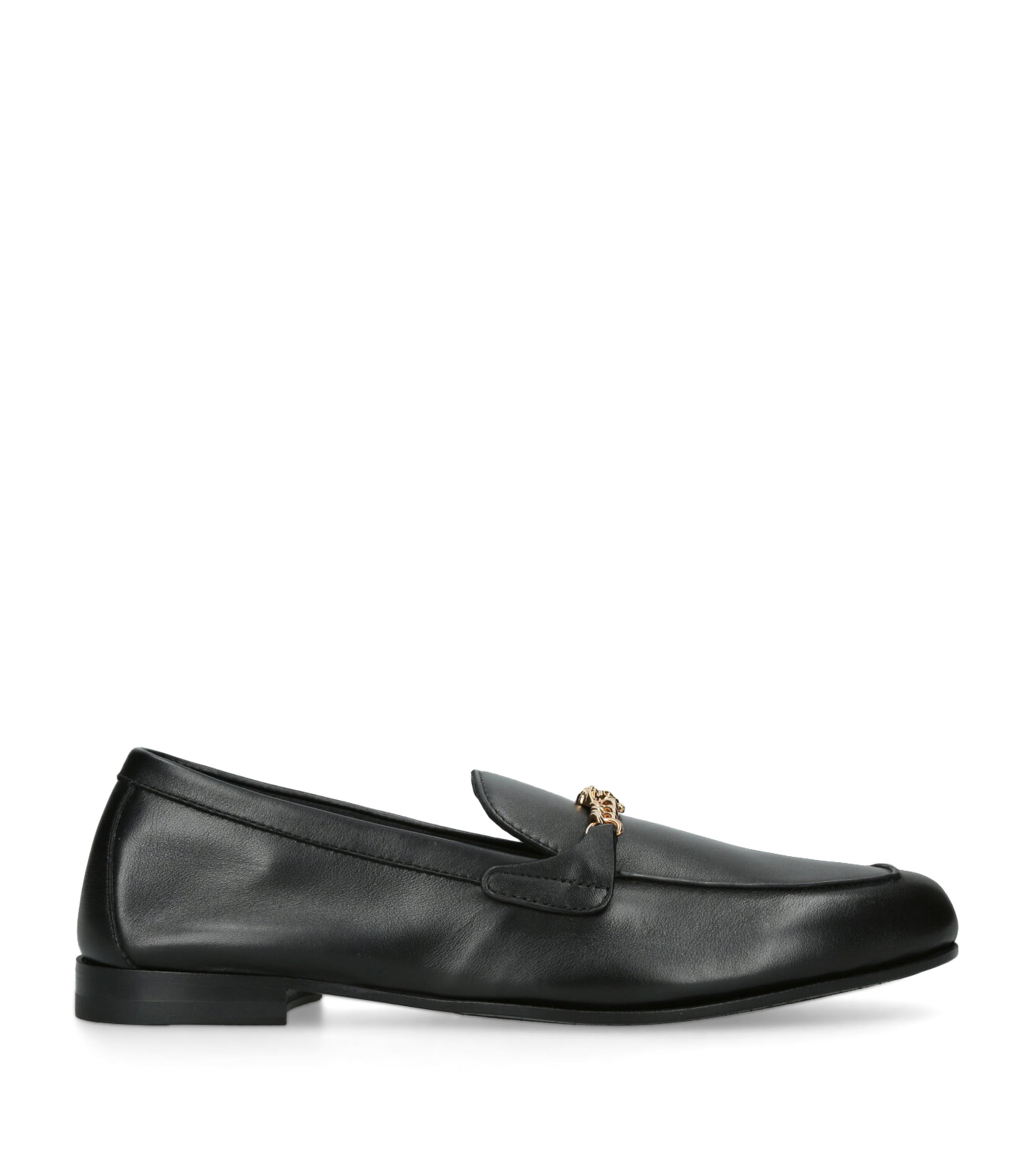 Leather Medusa Chain Loafers