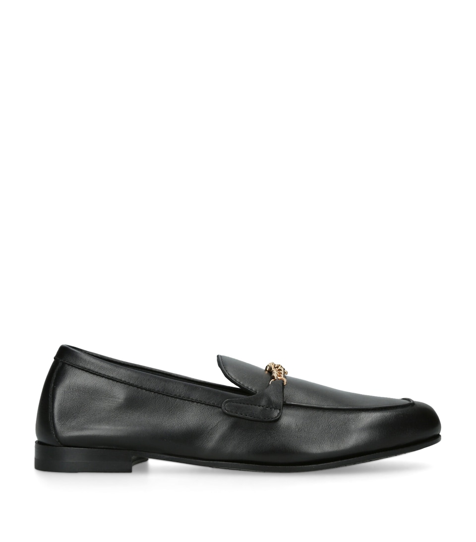 Leather Medusa Chain Loafers