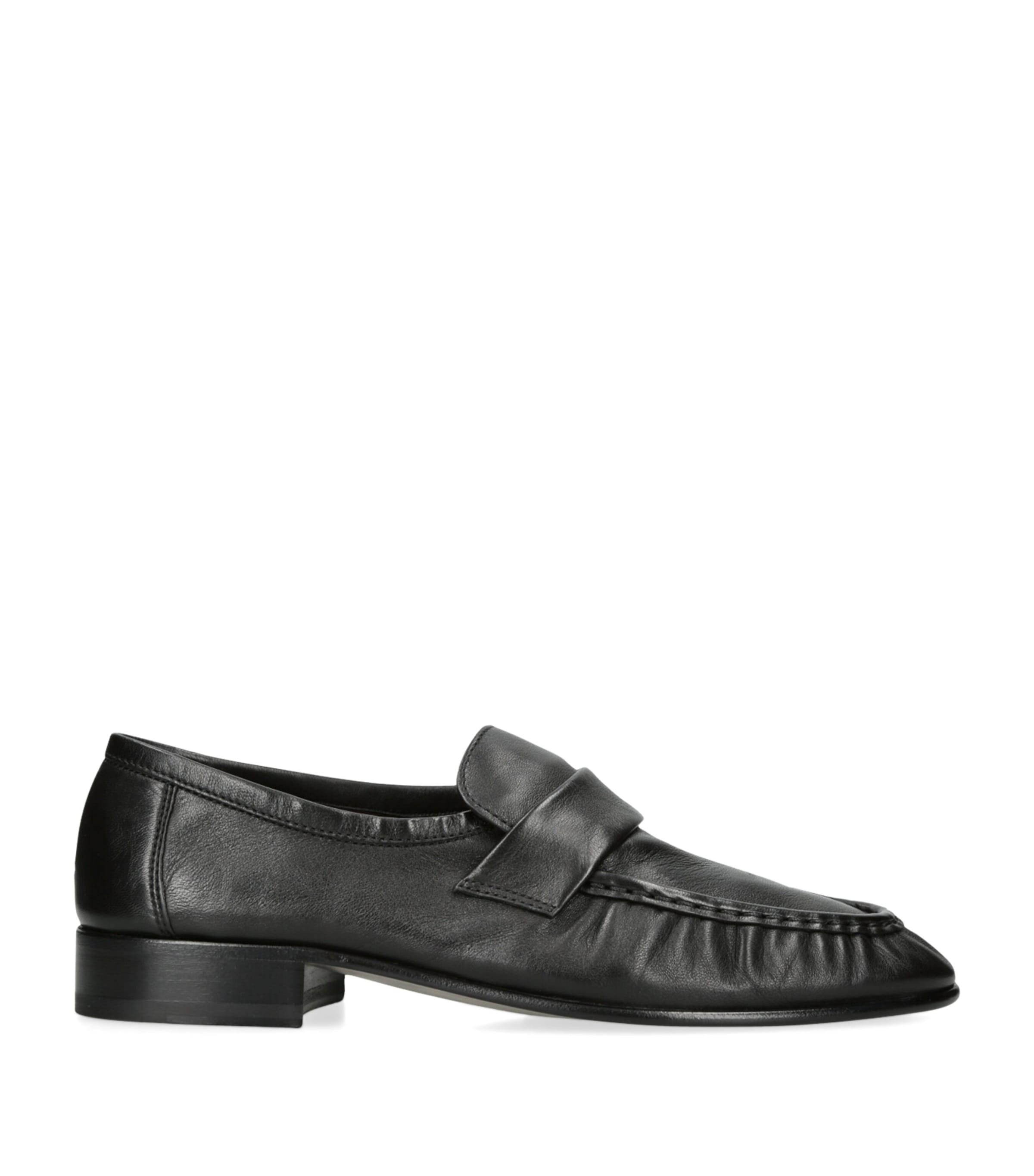 The Row Soft Leather Loafers Black