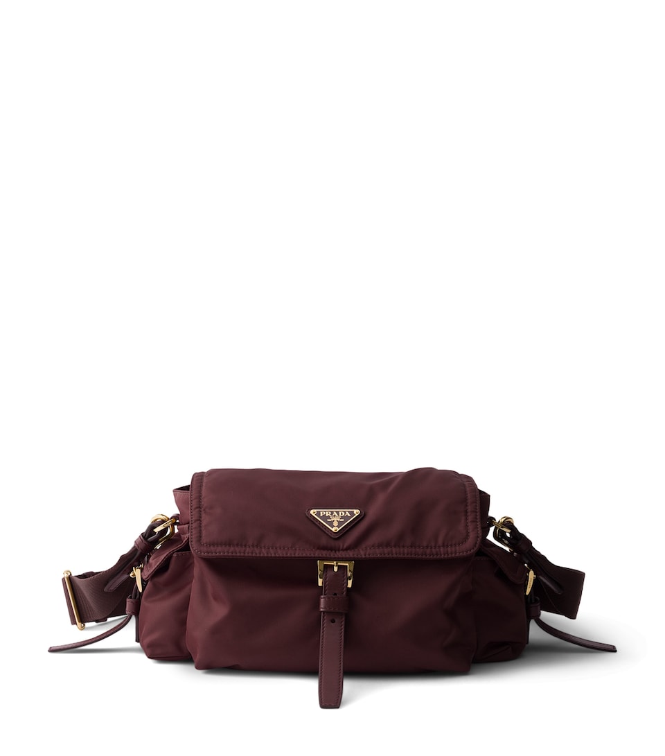 Prada Medium Re-Nylon Explore Shoulder Bag Burgundy