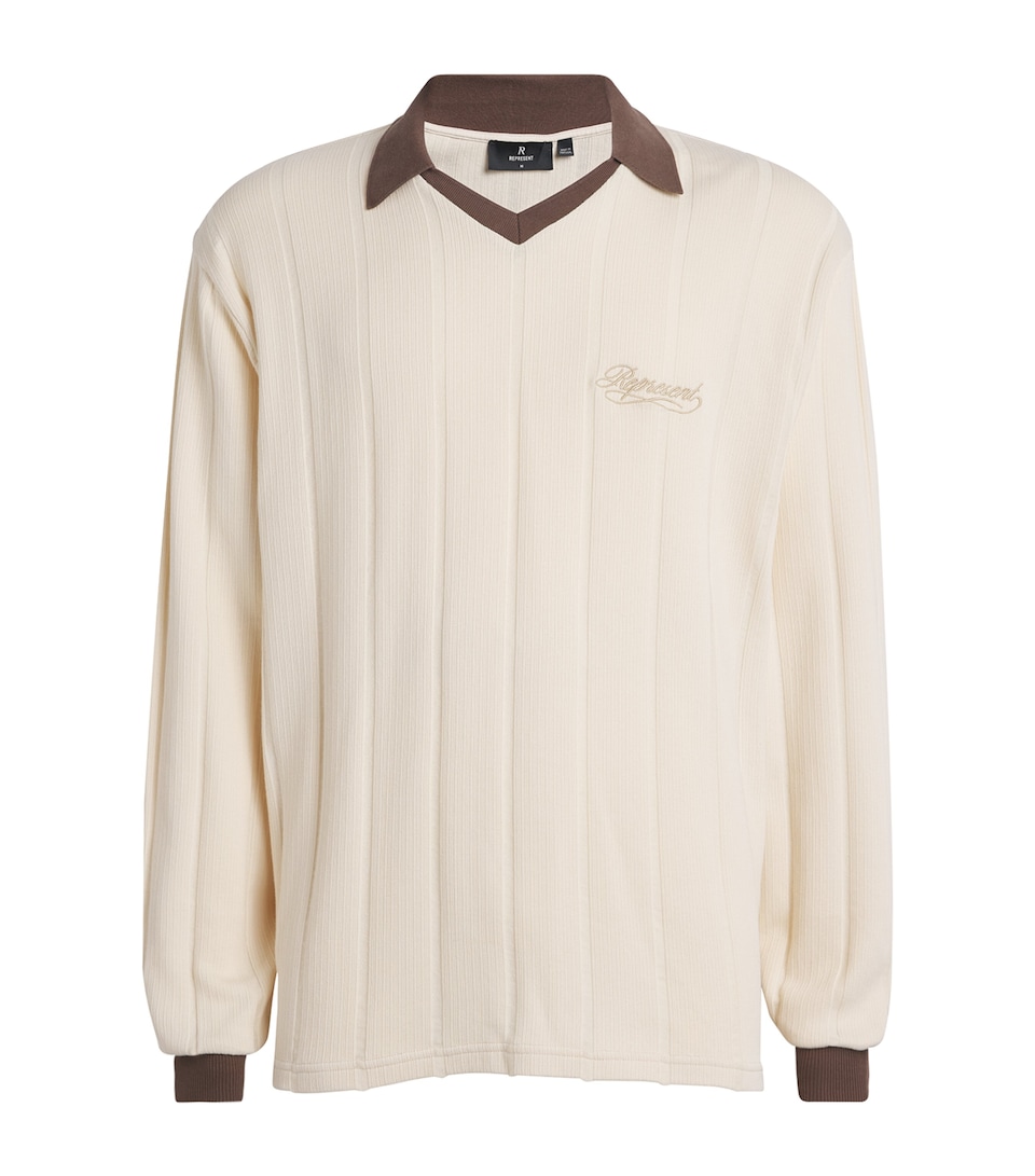 Cotton Retro Football Polo Sweater