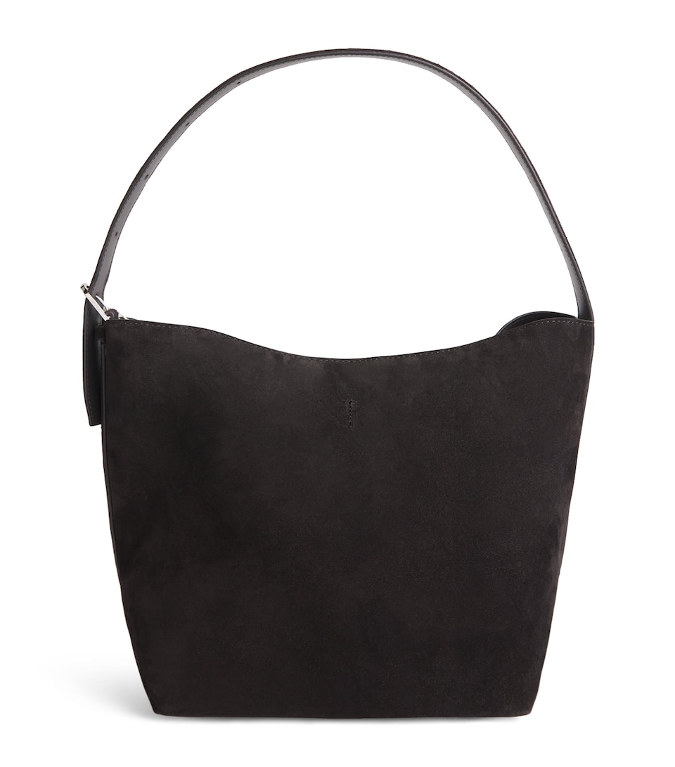 Toteme Medium Suede Belted Tote Bag Brown