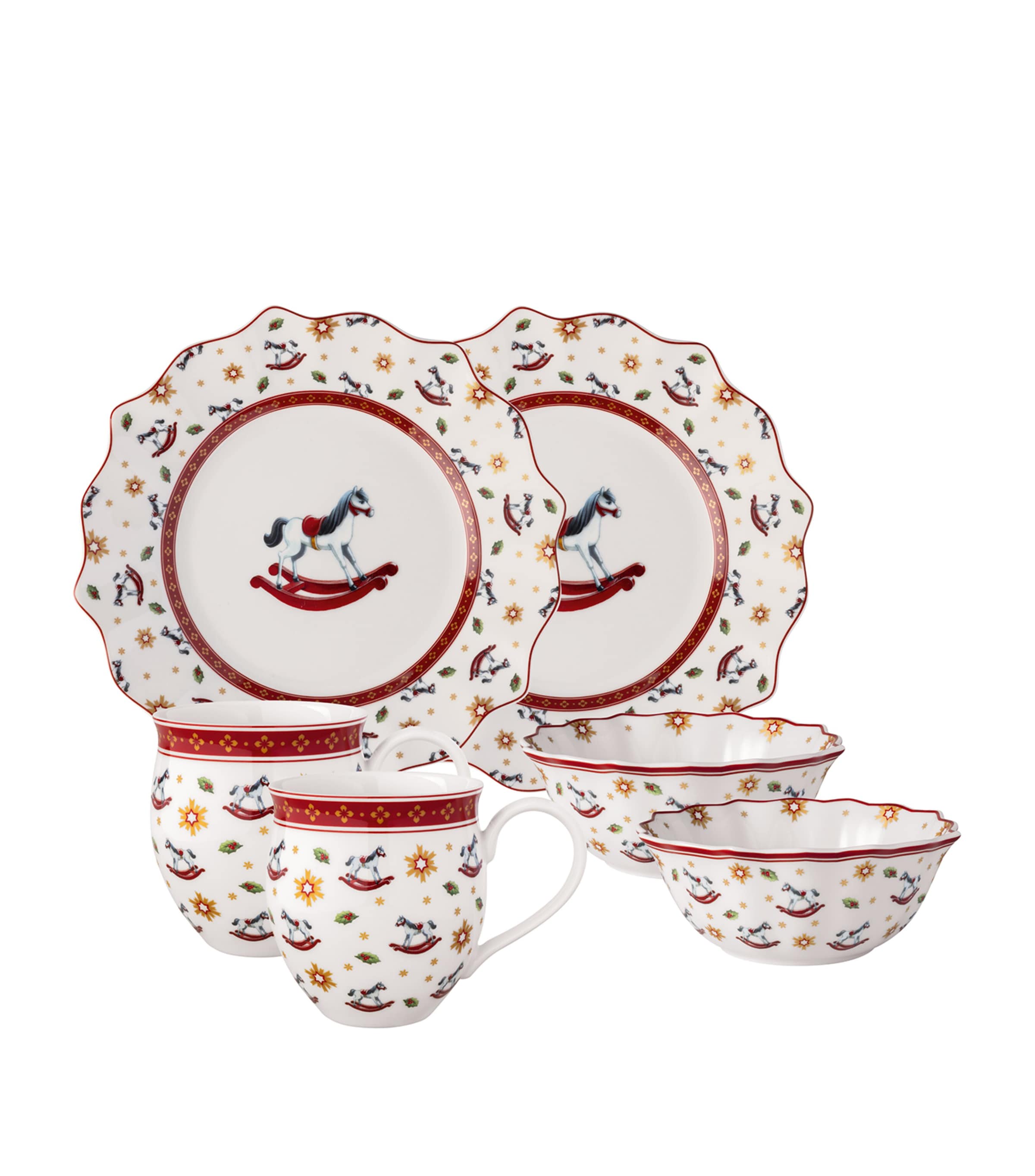 Porcelain Rocking Horse Toy's Delight 6-Piece Breakfast Set