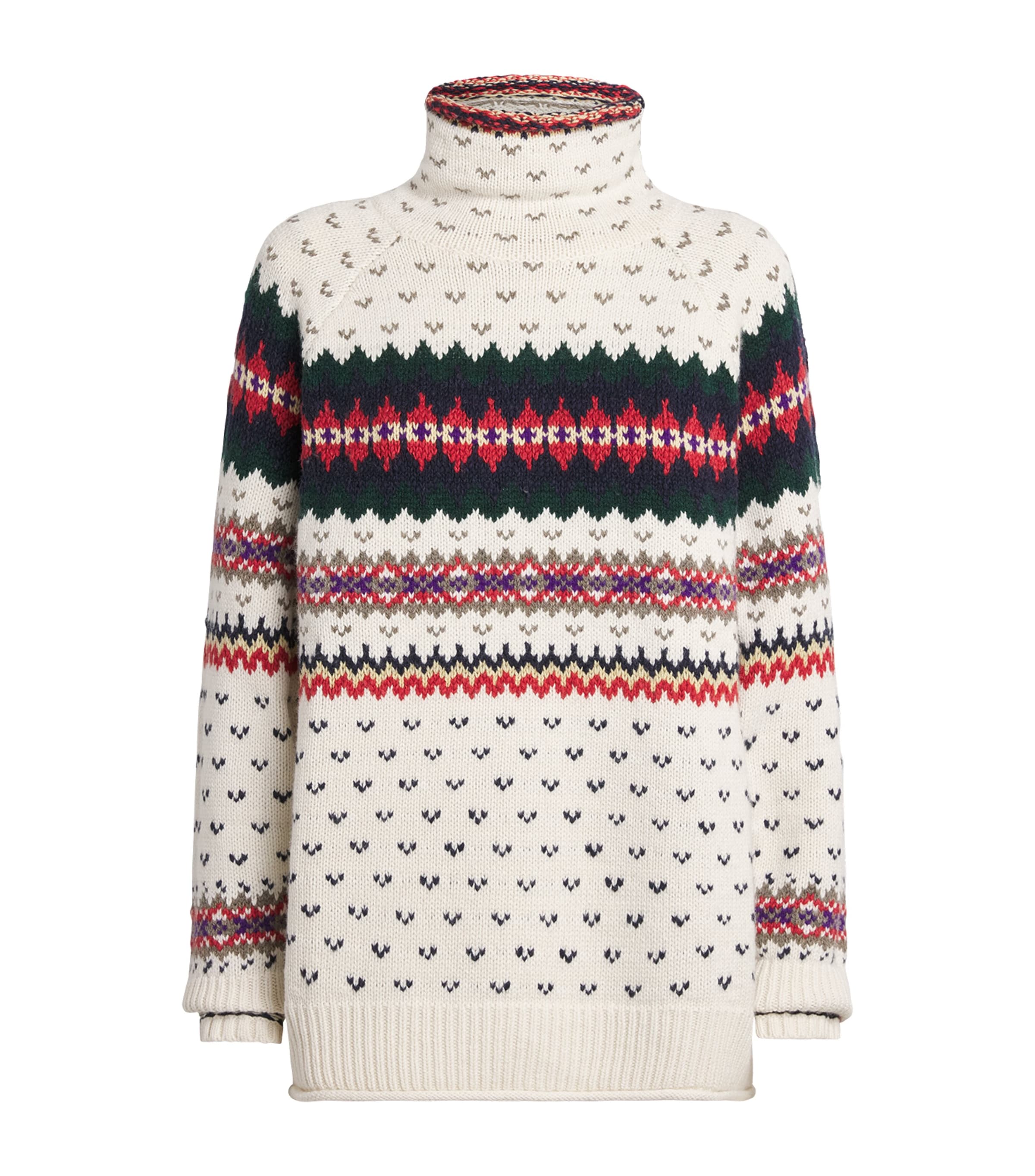 Polo Ralph Lauren Womens Wool-Blend Fair Isle Sweater Cream Multi