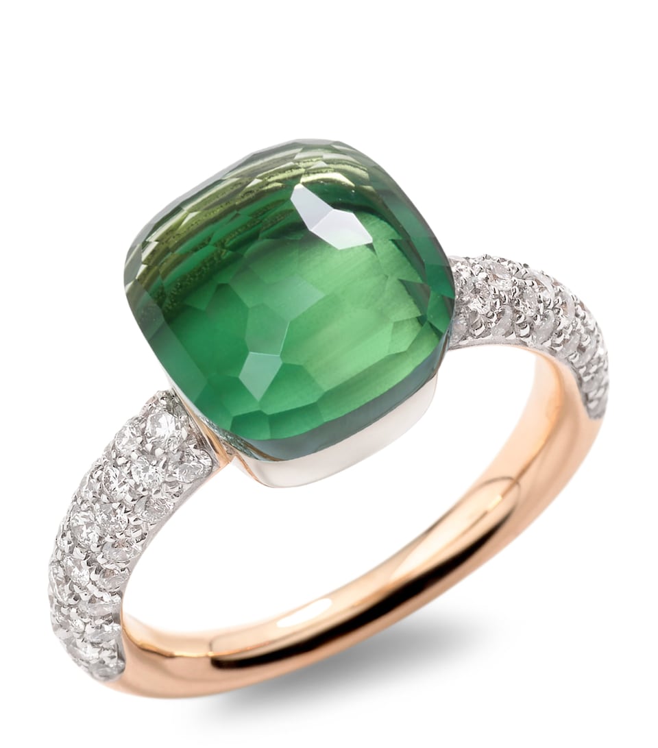 Pomellato Mixed Gold, Prasiolite, Agate and Diamond Nudo Ring Bpaav