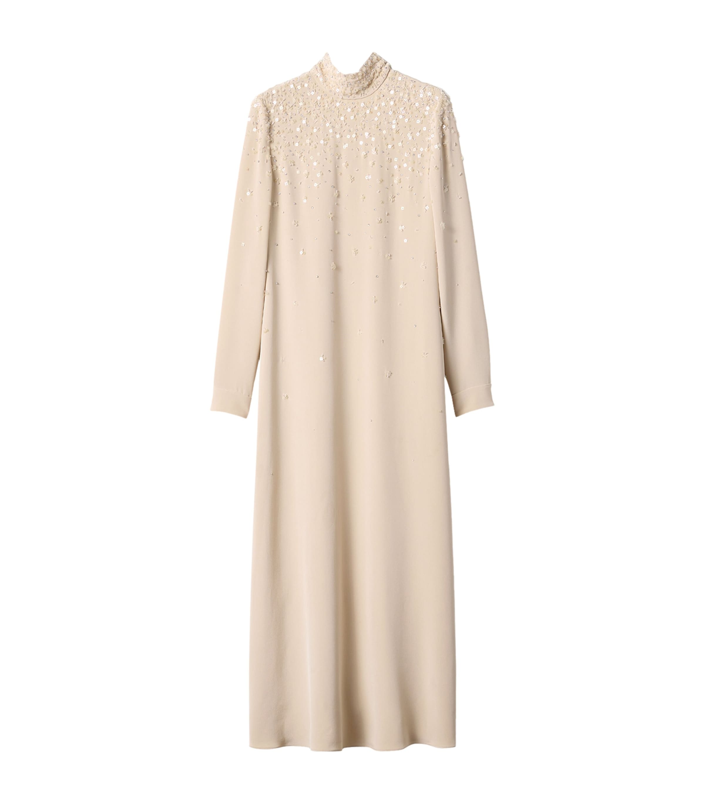 Silk Cady Embroidered Maxi Dress