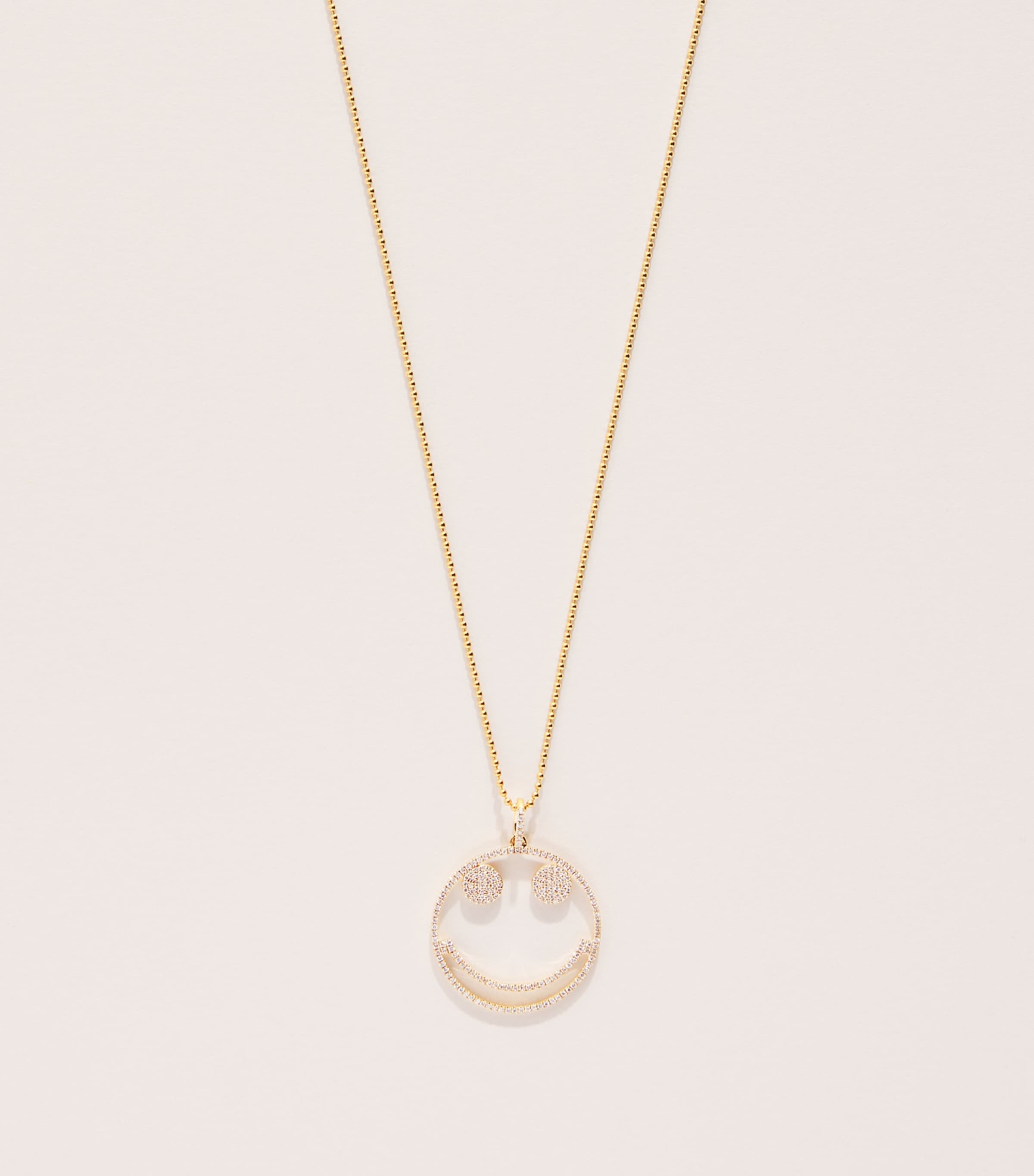Rosa de la Cruz Yellow Gold and Diamond Smile Long Pendant Necklace Yellow Gold