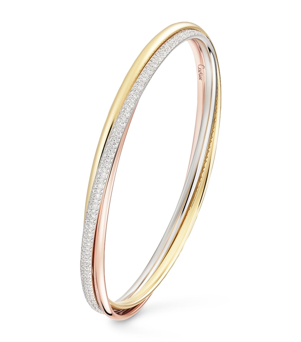 Small White, Rose, Yellow Gold and Diamond Trinity Bracelet