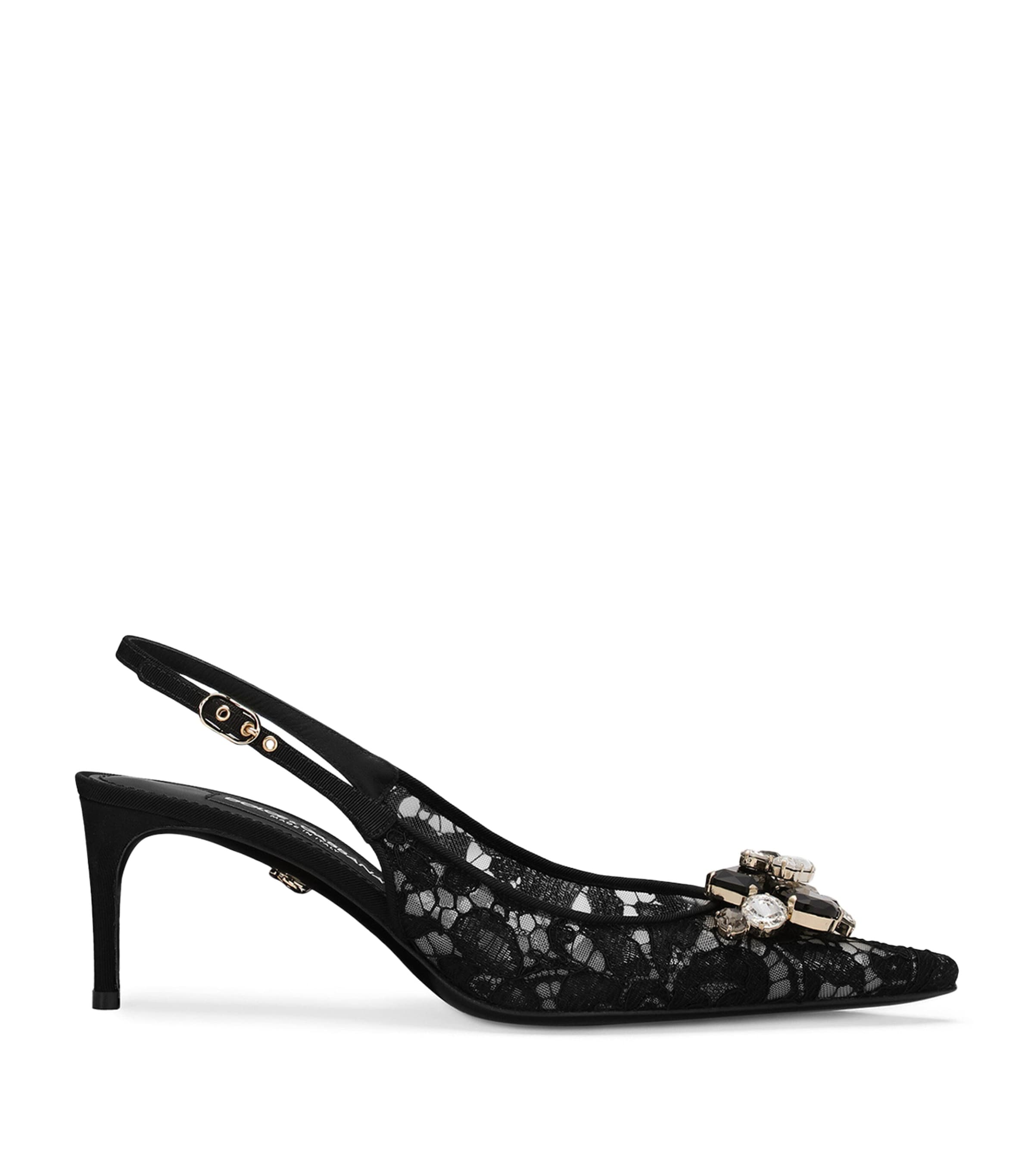 Dolce&Gabbana Lace Embellished Slingback Sandals 60 Apricot