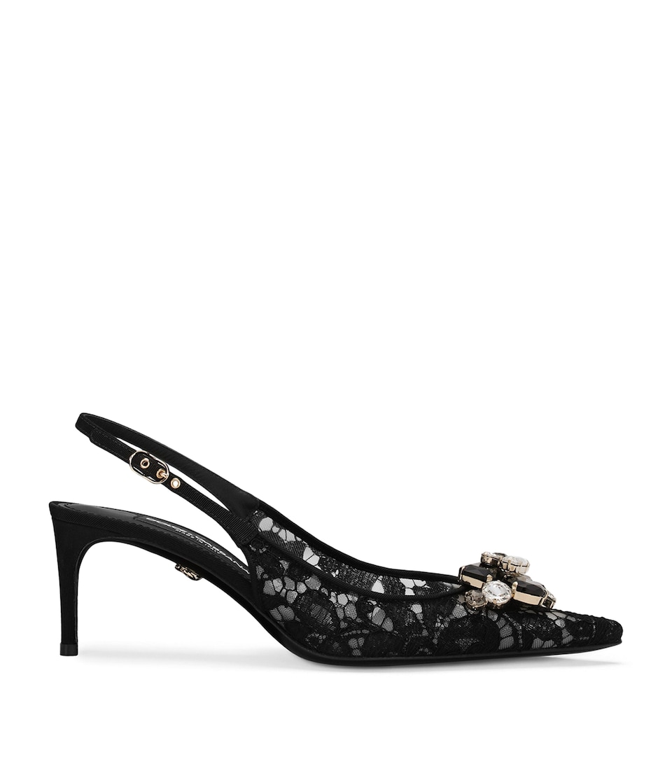 Dolce&Gabbana Lace Embellished Slingback Sandals 60 Apricot