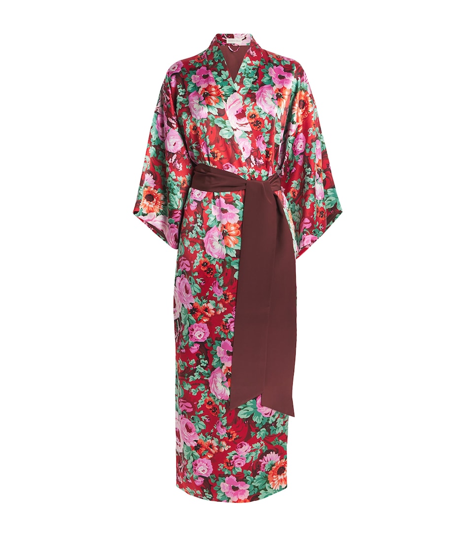 Olivia von Halle Womens Silk Floral Queenie Robe Moulin